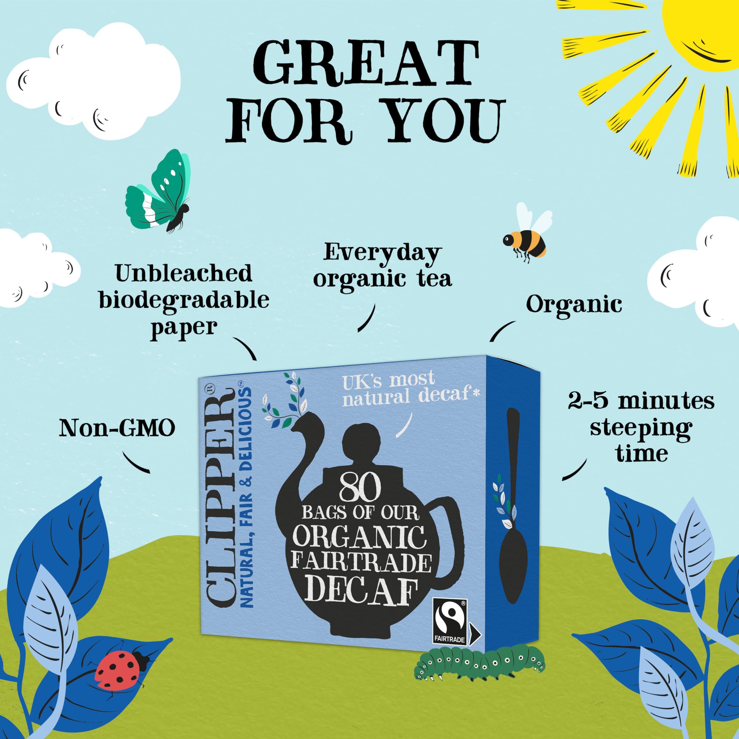 Clipper Tea Tea Fairtrade Organic Decaf 80 Unbleached, Plastic-Free Bags, 8.2 oz, 1 Pack, 80 Unbleached Tea Bags - Image 2