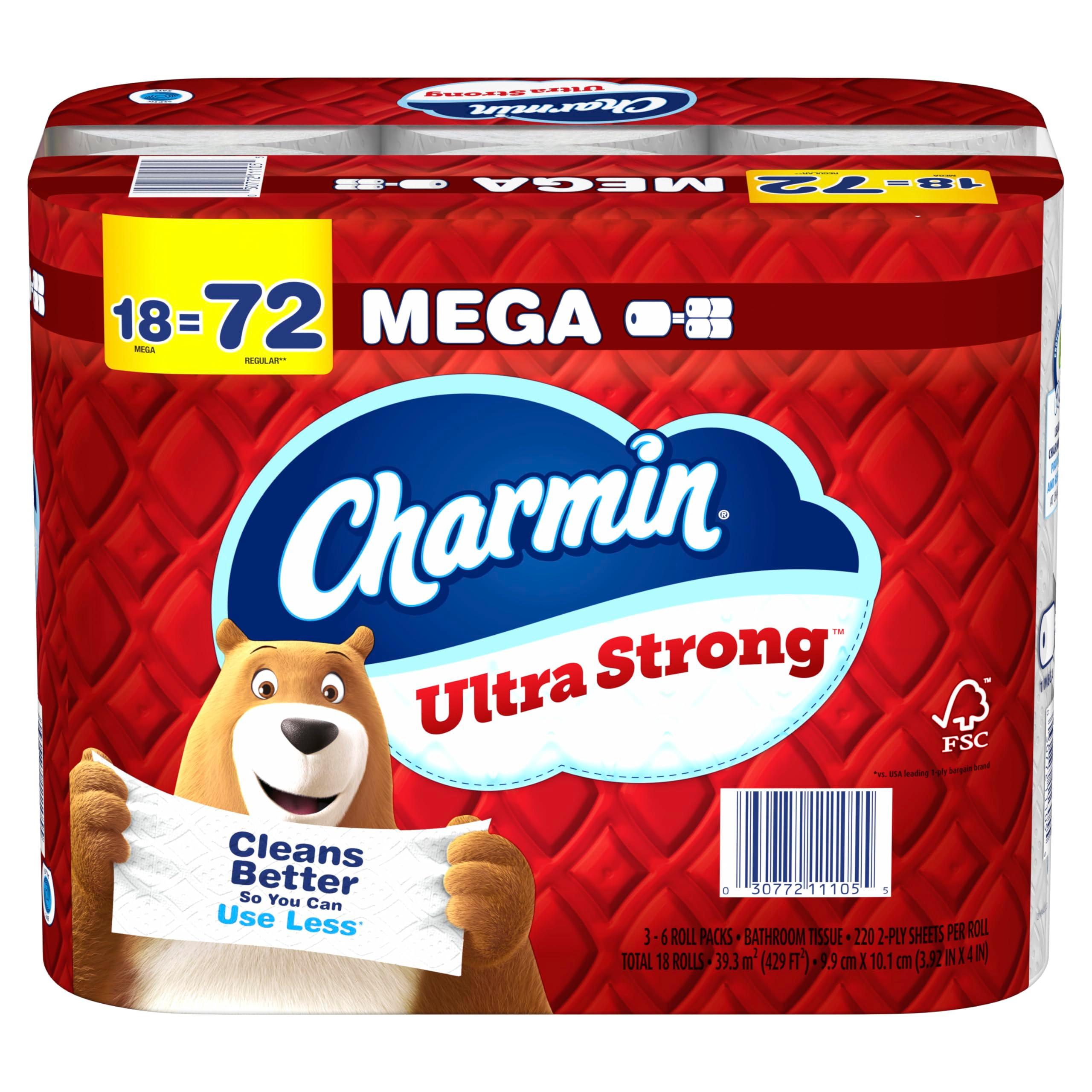 Charmin Ultra Strong Toilet Paper 18 Mega Rolls, 220 Sheets Per Roll