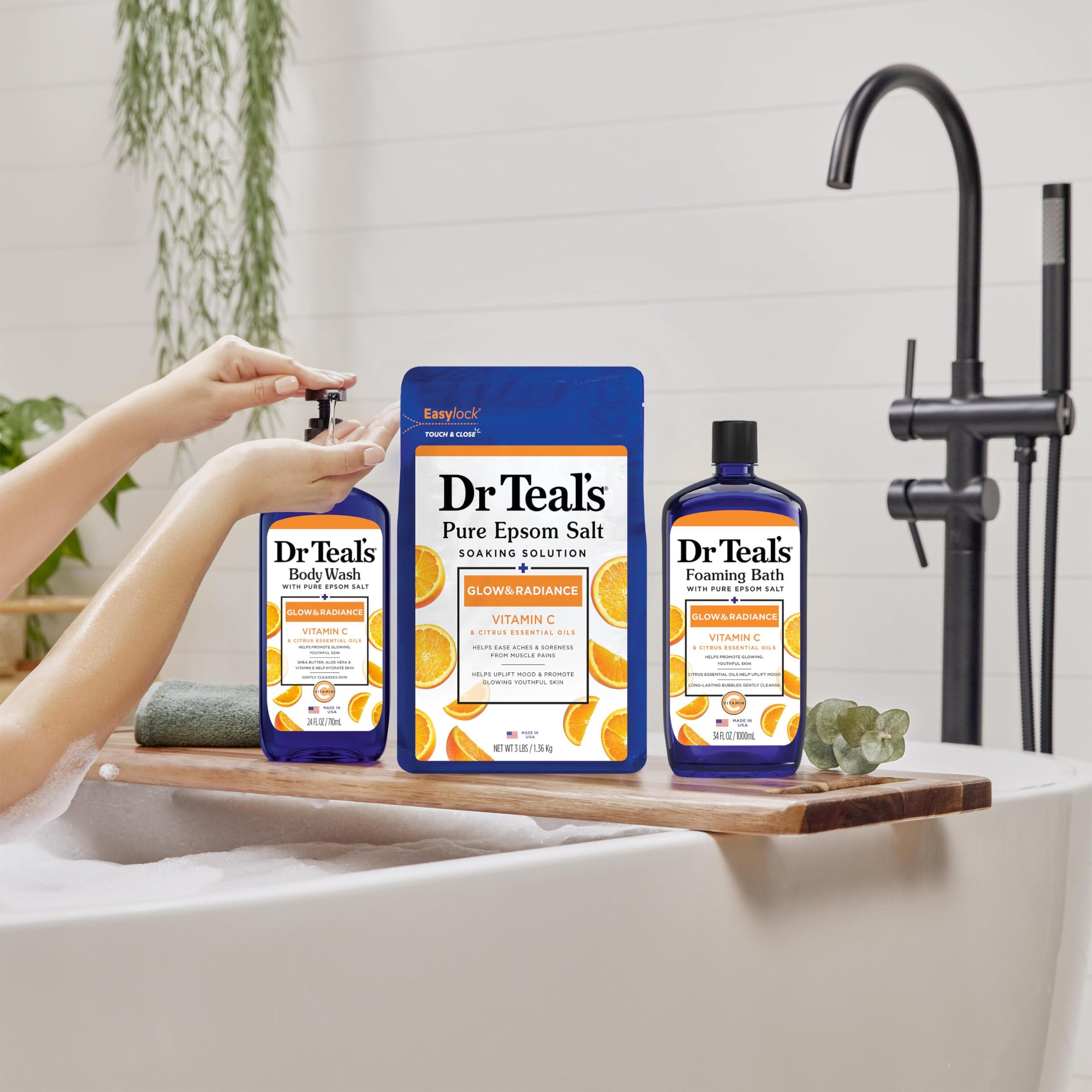 Dr Teal's Body Wash with Pure Epsom Salt, Glow & Radiance with Vitamin C & Citrus Essential Oils, 24oz (Pack of 2) - Image 6