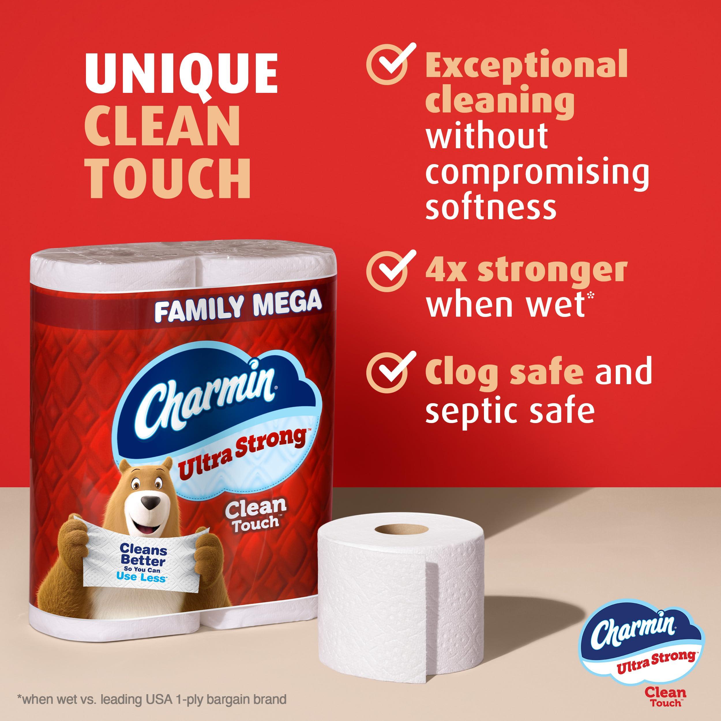 Charmin Ultra Strong Clean Touch Toilet Paper, 18 Family Mega Rolls = 90 Regular Rolls - Image 2