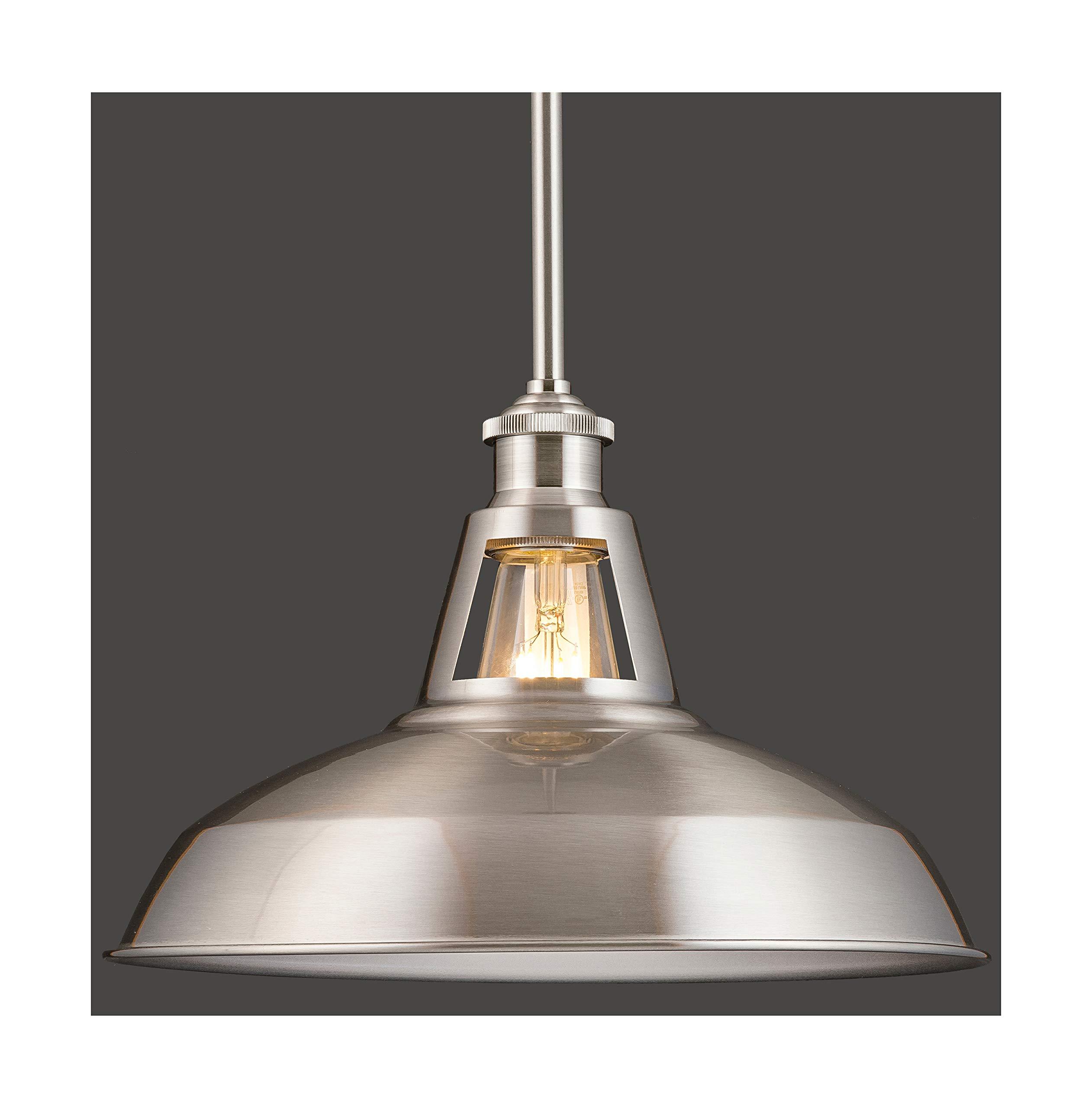 Olivera 12 inch Pendant Light | Brushed Nickel Pendant Lighting for Kitchen Island with LED Bulb LL-P855-1BN - Image 5
