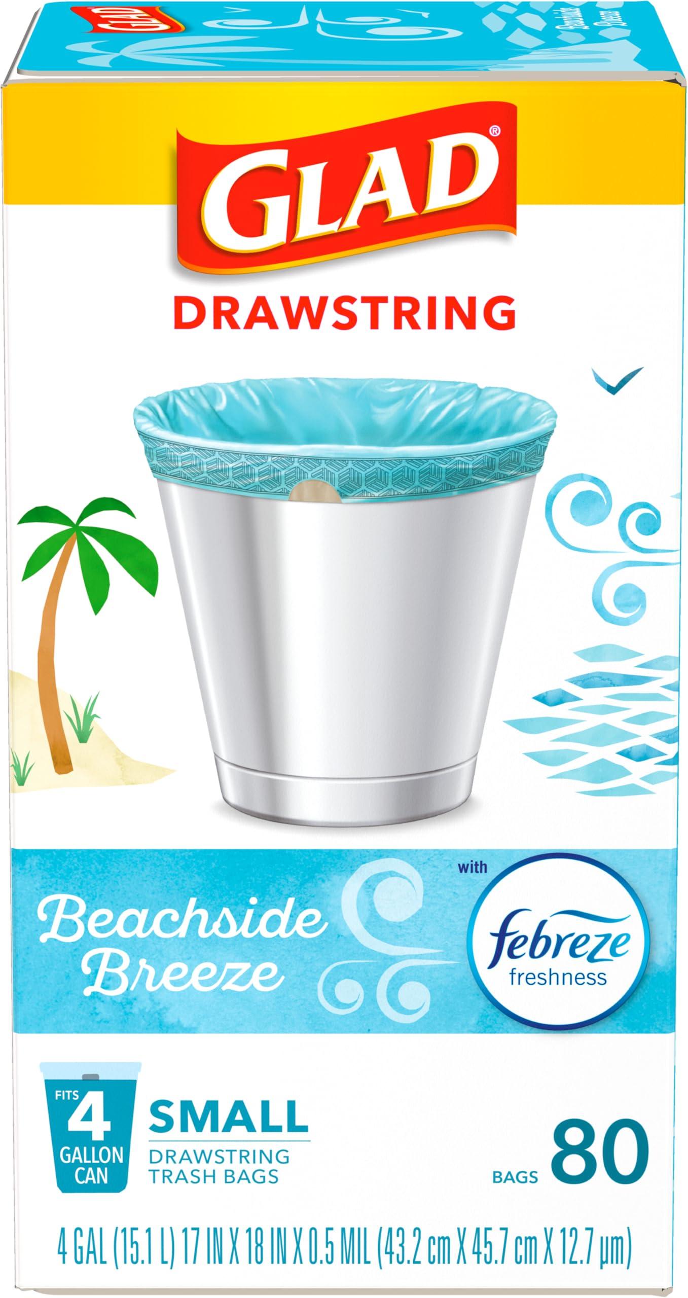 Glad Small Trash Bags 4 Gallon, Febreze Beachside Breeze Garbage Bags, Odor Resistant with Drawstring, 80 Count - Image 7