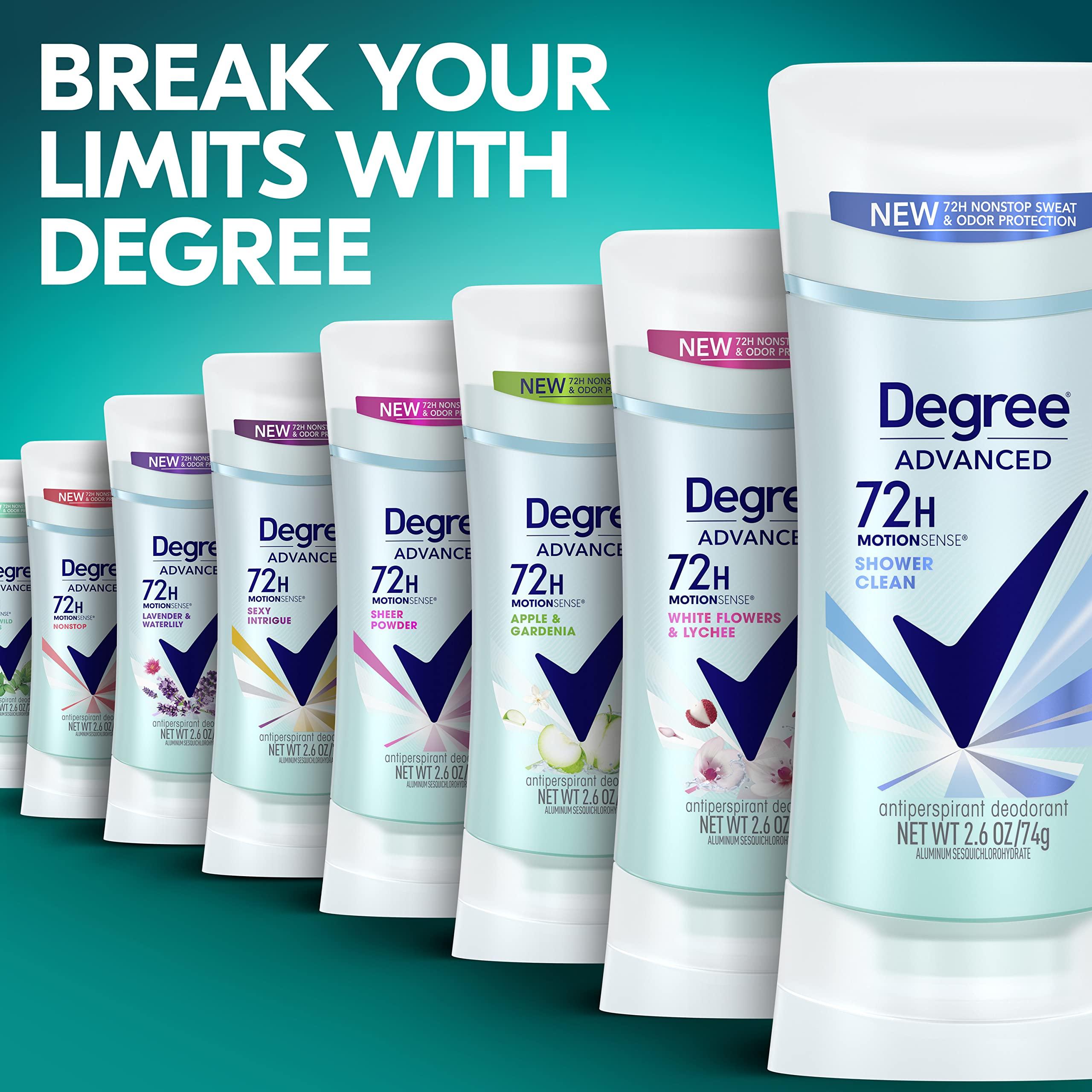Degree Advanced Antiperspirant Deodorant 4 count 72-Hour Sweat & Odor Protection Shower Clean Antiperspirant for Women with MotionSense Technology 2.6 oz - Image 7