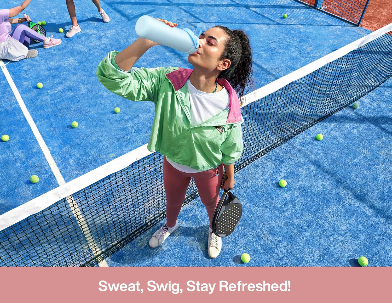 POWCAN 26 oz Insulated Water Bottle with 2-in-1 Straw and Spout Lid, Keep Cold 24H, Leak-Proof, Fits in Car Cup Holder, Stainless Steel Water Bottle for Sports, Travel, and School (Cotton Candy) - Image 2