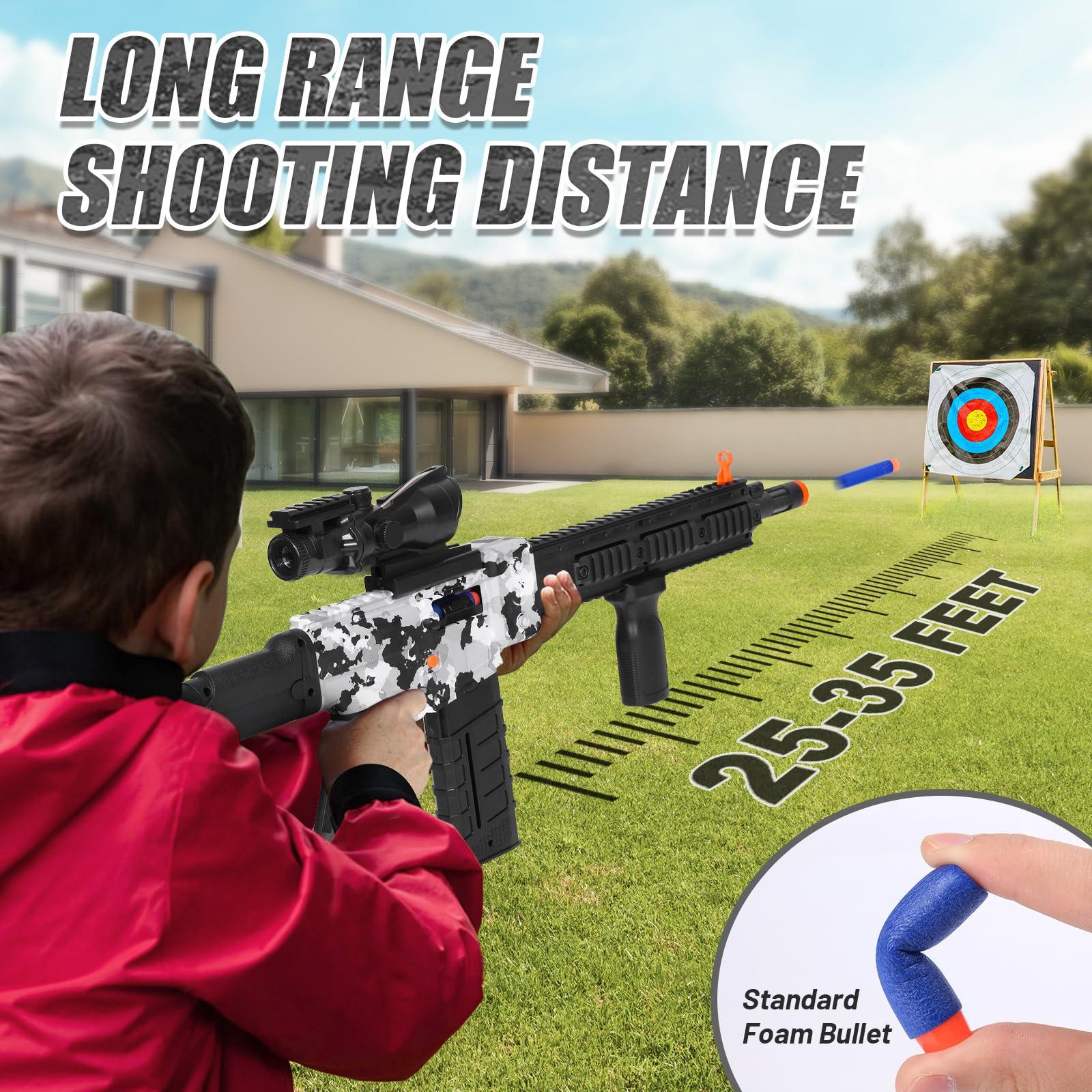 Realistic Sniper Rifle Toy Guns for Nerf Guns Bullets, Electric Foam Blaster Toy Set with Scope, 100 Soft Darts and 3 Magazines, Kids Semi Automatic Machine Toy Gun for Boys 8-12 Old - Image 4
