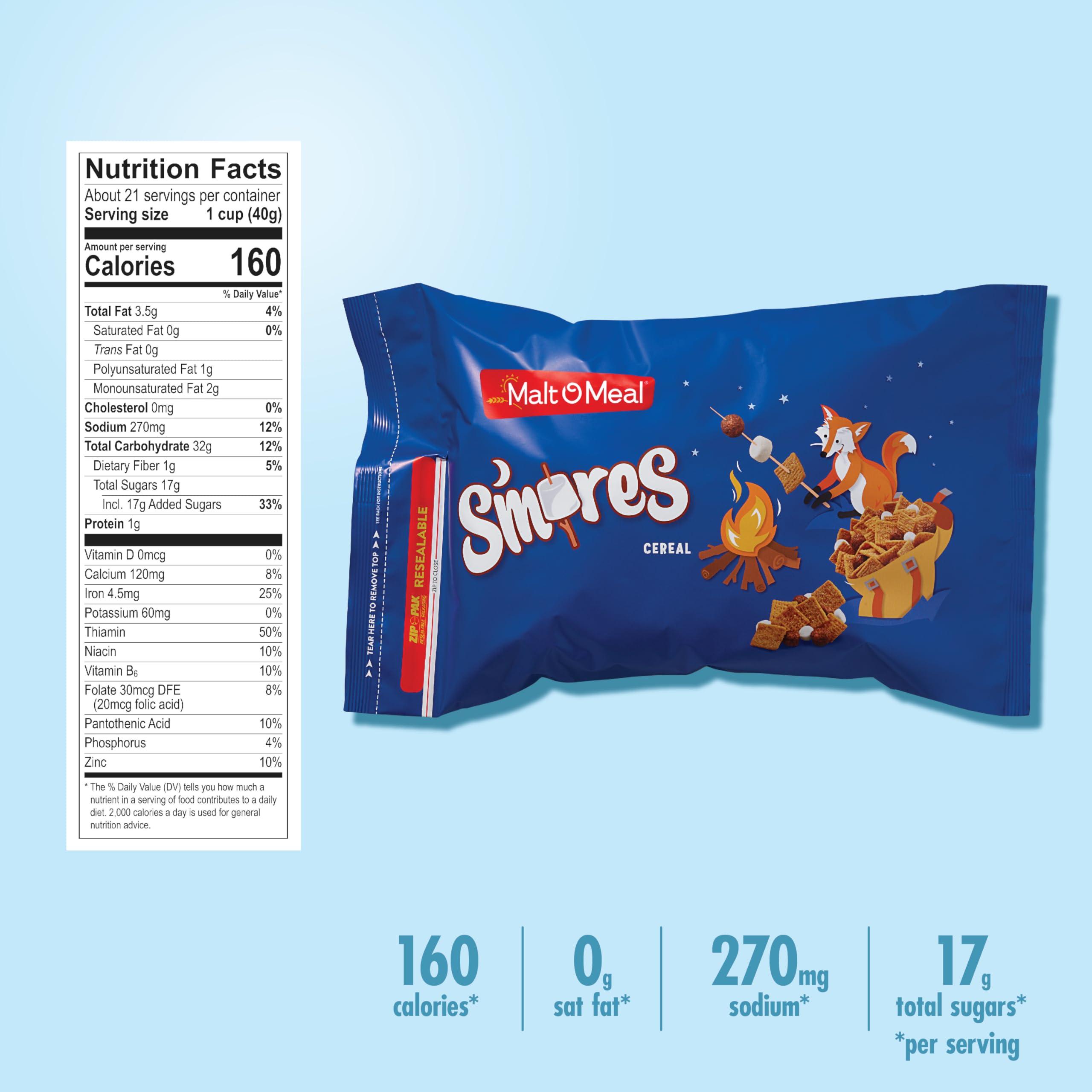 Malt-O-Meal S'mores Breakfast Cereal, Chocolatey Puffs and Marshmallow Bits, Large Cereal for Family, 30 OZ Resealable Bag - Image 2