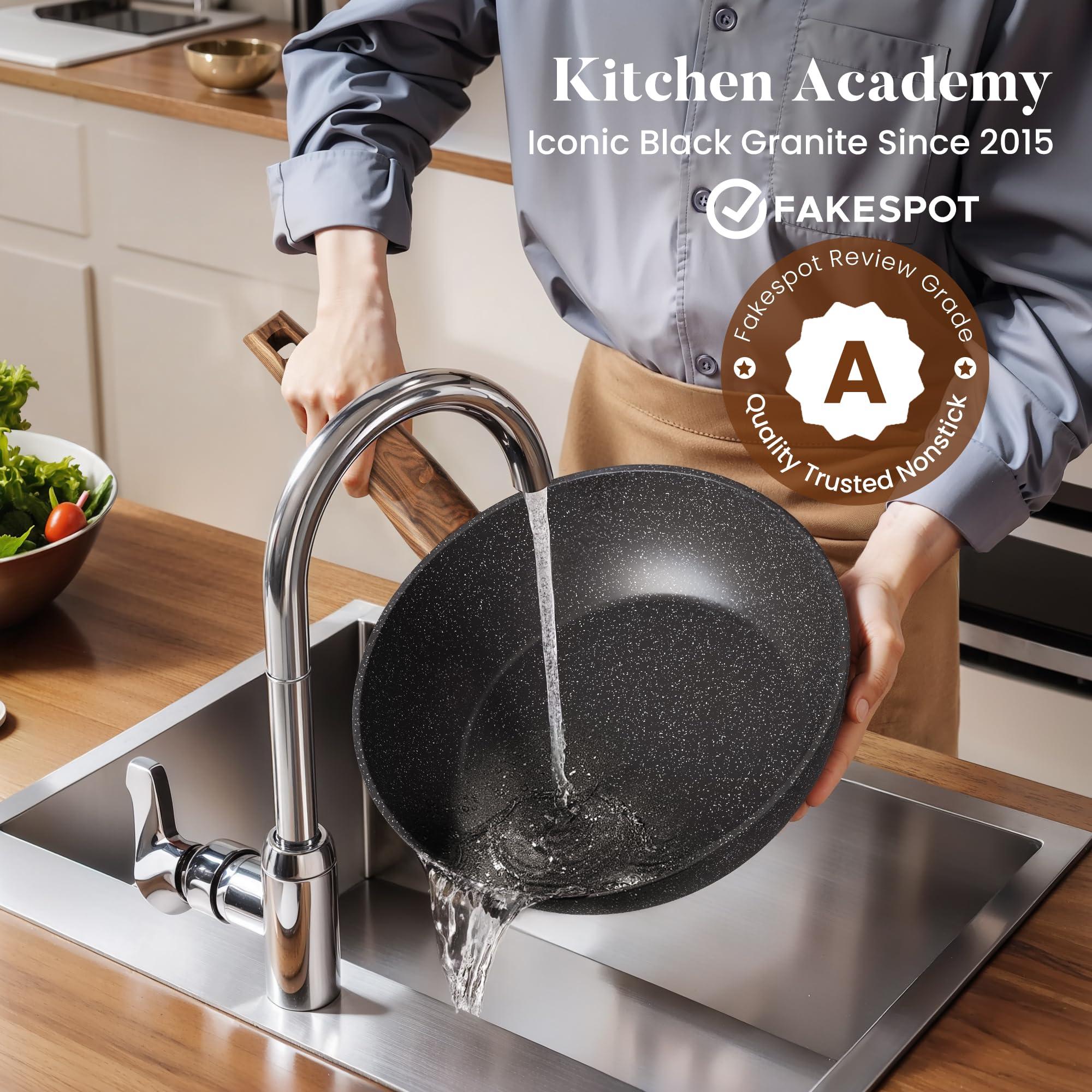 Kitchen Induction Cookware & Bakeware Set - 30 Piece Black Granite Cooking Pans Set, Non-Stick Pots and Pans Set - Image 5