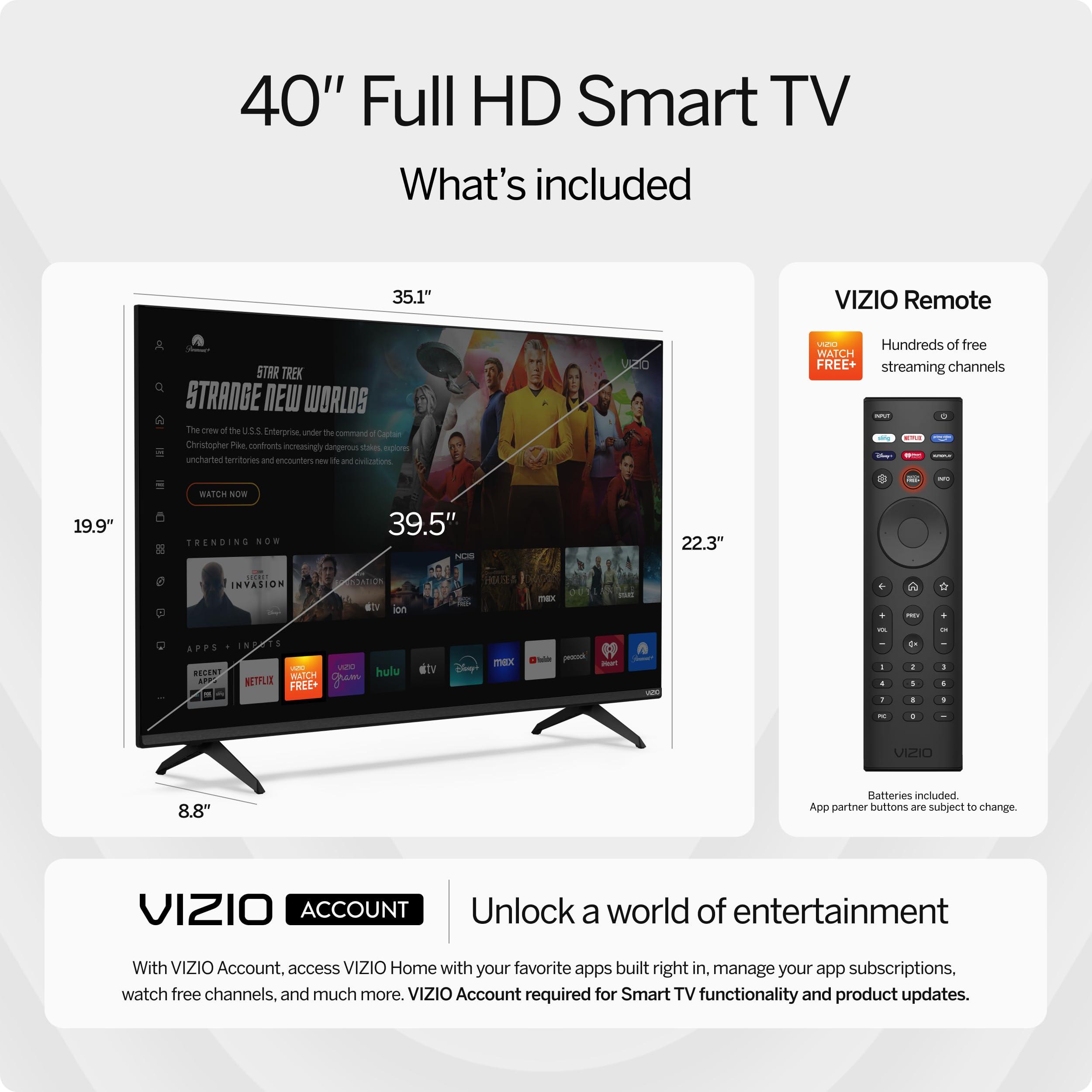 VIZIO 40-inch Full HD 1080p Smart TV VFD40M-08 New, Alexa Compatibility, Chromecast Built-in, DTS Virtual: X, Bluetooth Headphone Capable, Renewed - Image 2
