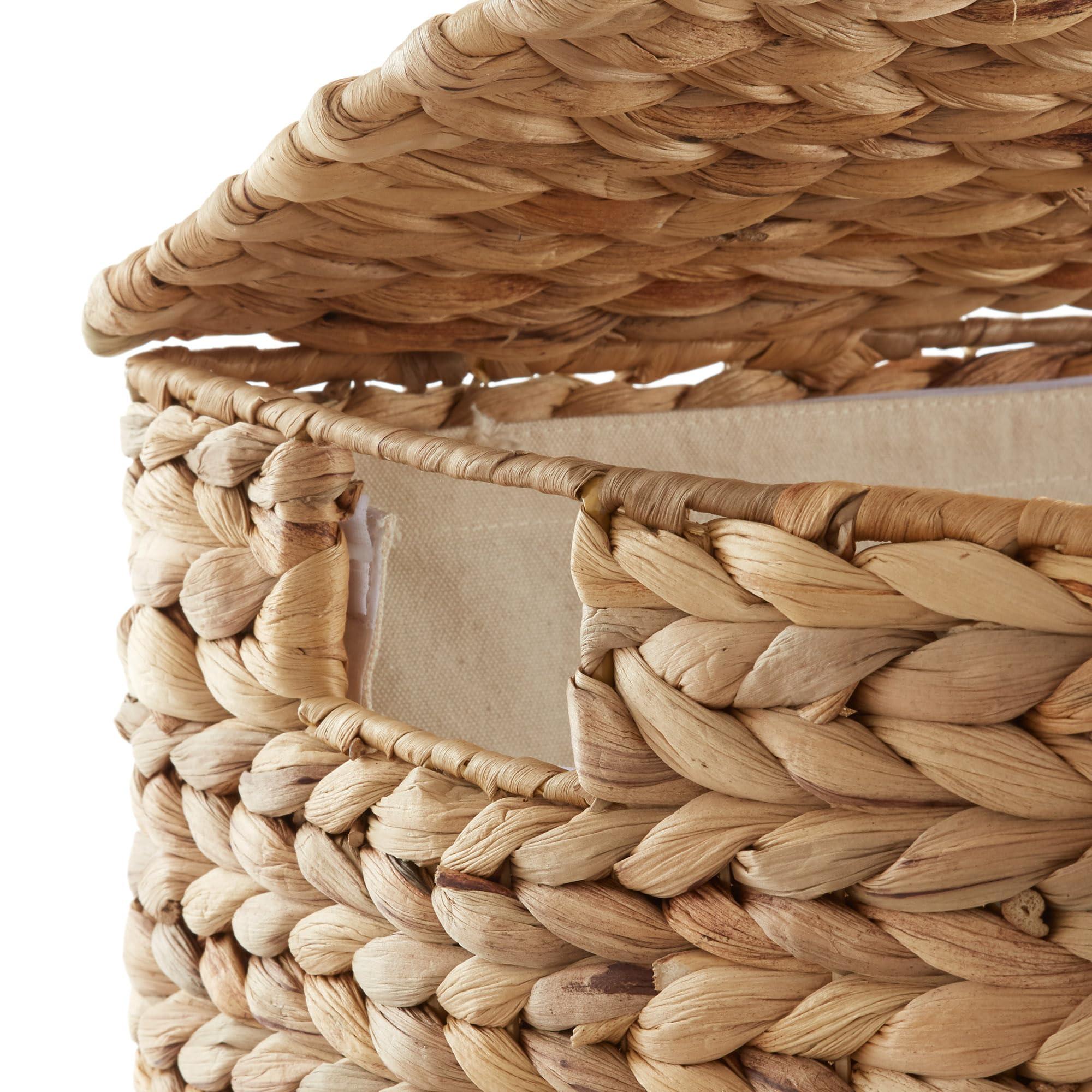 Casafield Half Moon Laundry Hamper with Lid and Removable Liner Bag - Natural, Woven Water Hyacinth Laundry Basket for Clothes and Towels - Image 6