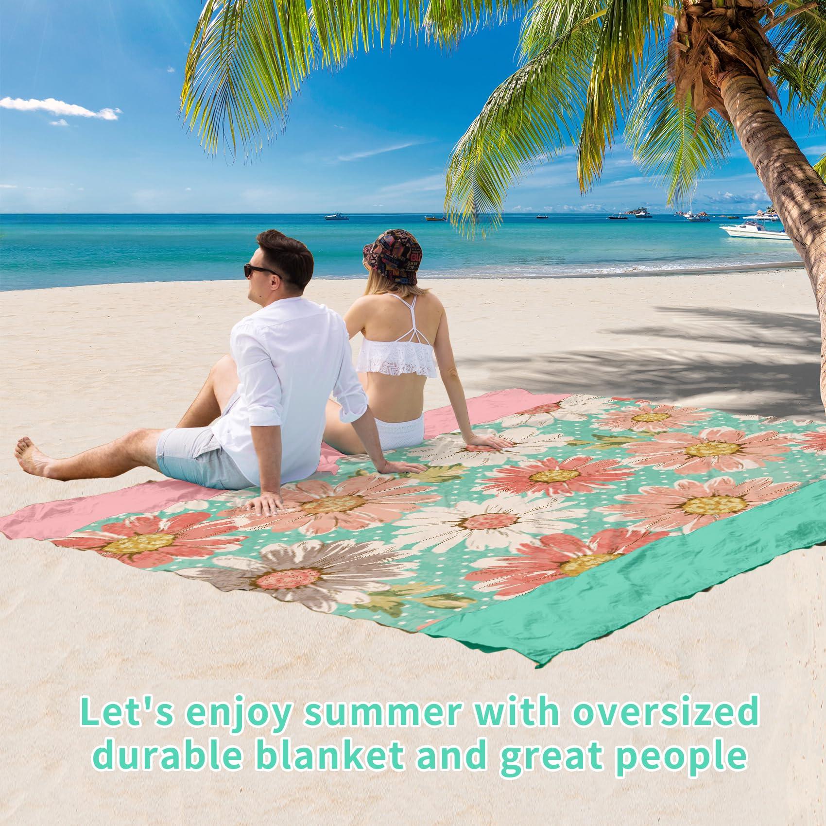 BYDOLL Beach Blanket Waterproof Sandproof 78''×81'' Suits1-4 Adults Compact Lightweight Oversized Sand-Free Blanket Large Picnic Mat for Beach Travel Camping Hiking - Image 8
