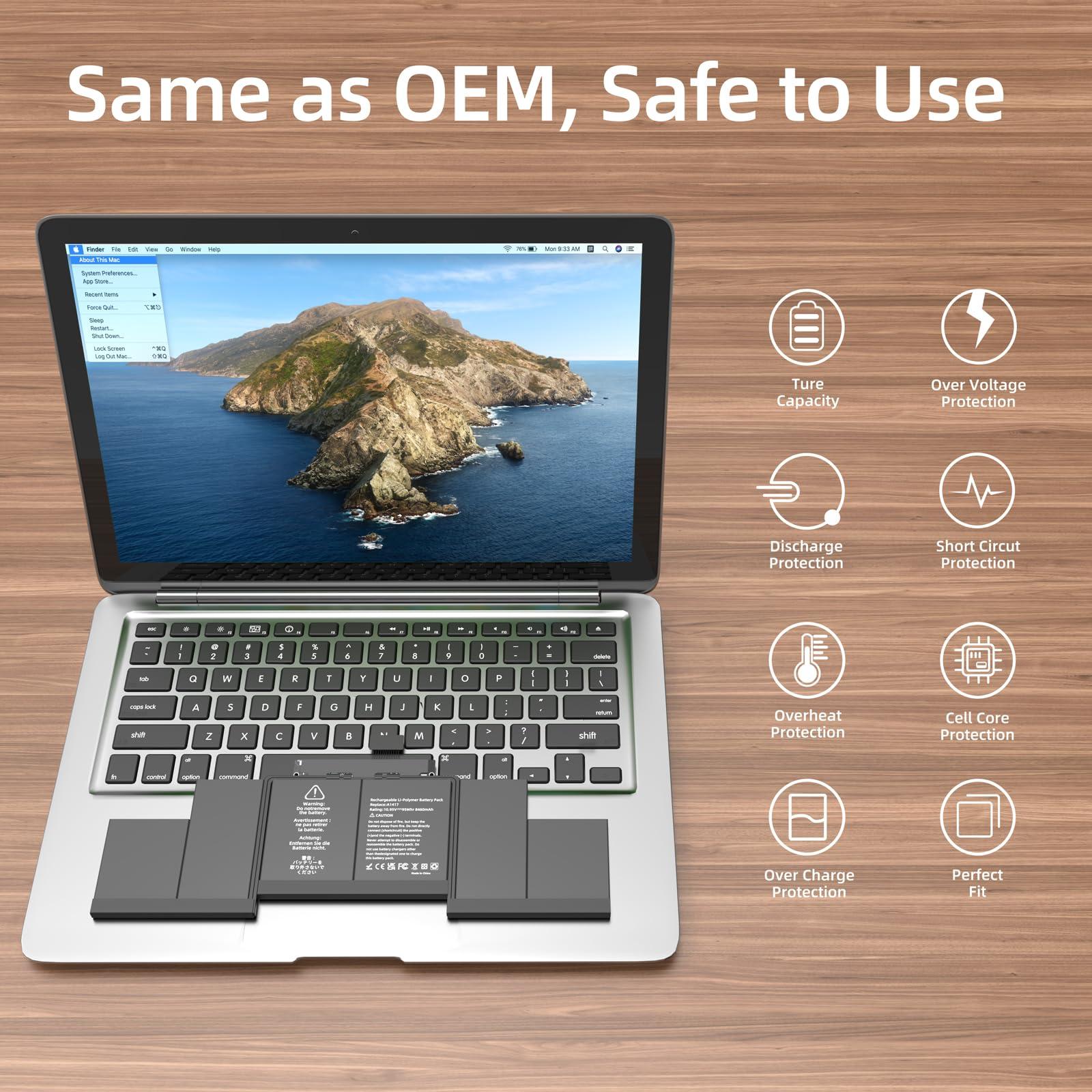JGTM A1398 Battery Replacement, A1417 Battery for MacBook Pro 15 inch Early 2013 Mid 2012 Released Version A1398 EMC 2673 2512 Model Identifier: MacBookPro10,1 - Image 4