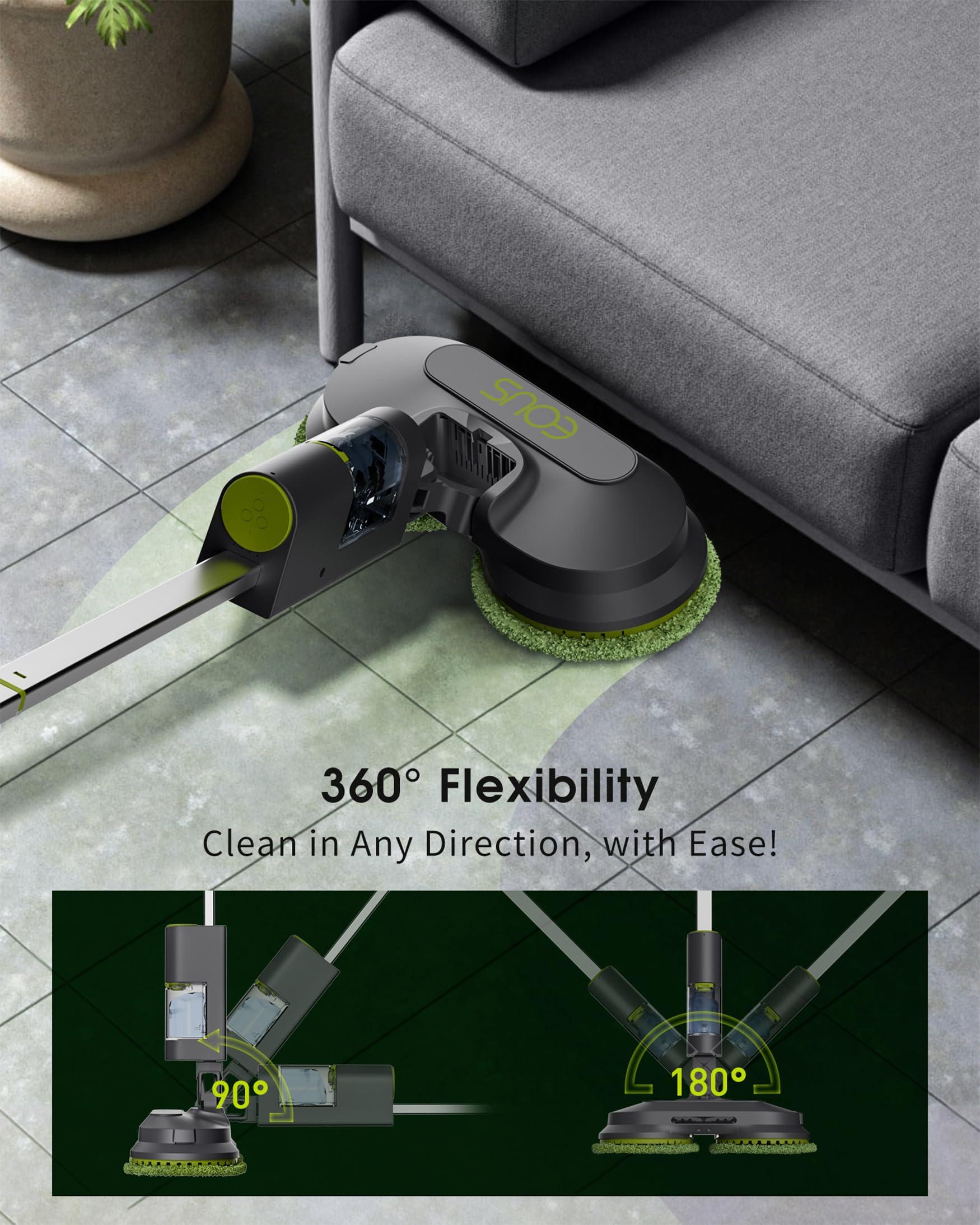 eous Cordless Electric Mop, with Detachable Water Tank & Water Sprayer, LED Headlights & Large Capacity Battery Self-Propelled Electric Spin Floor Mop for Floor Cleaning, Floor Cleaner Supported - Image 5