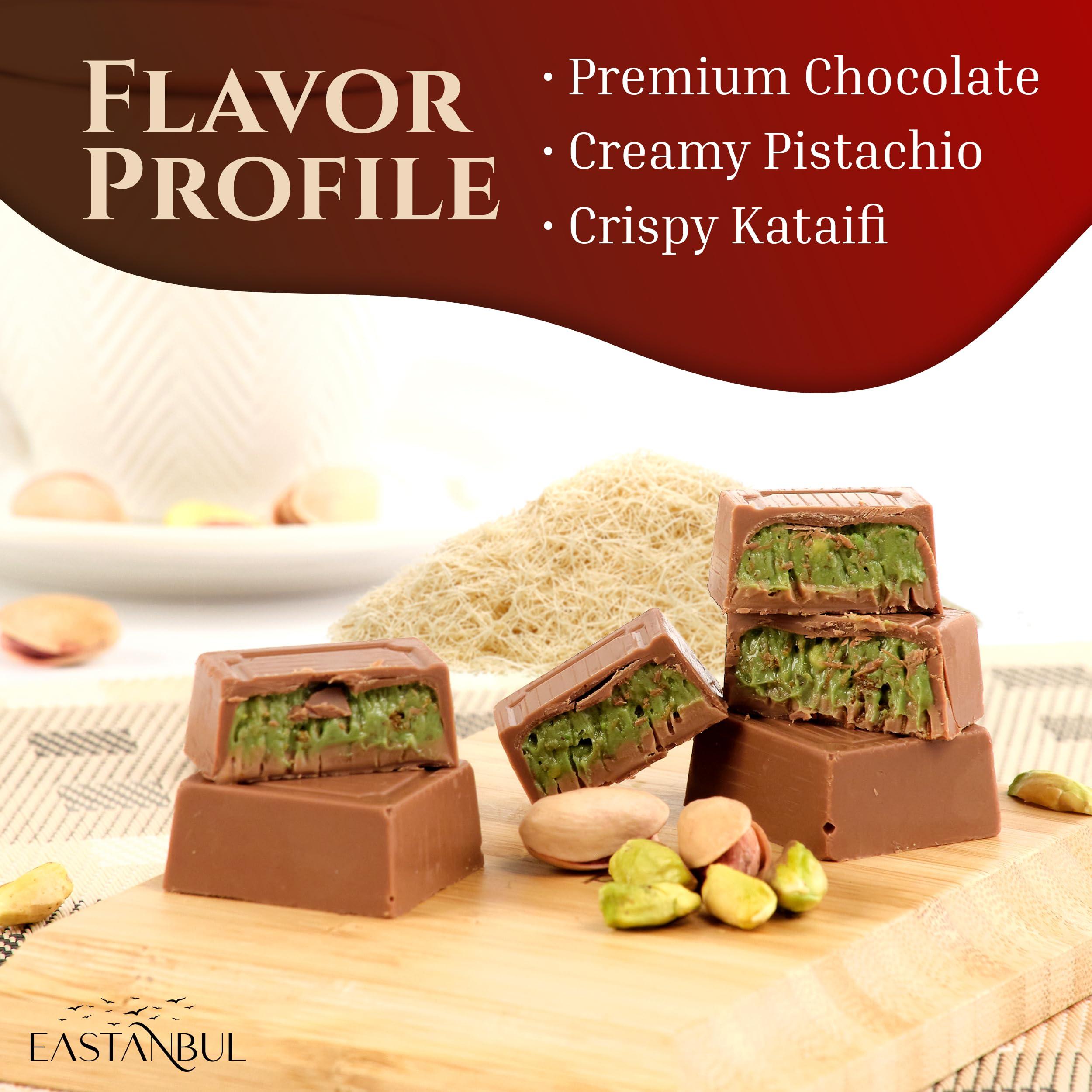Eastanbul Dubai Chocolate Bar Pistachio, 11.3oz, Premium Pistachio Dubai Chocolate Bar, 16 Pieces Bites with Shredded Phyllo Dough, Knafeh, Viral Candy, Gift Box - Image 3