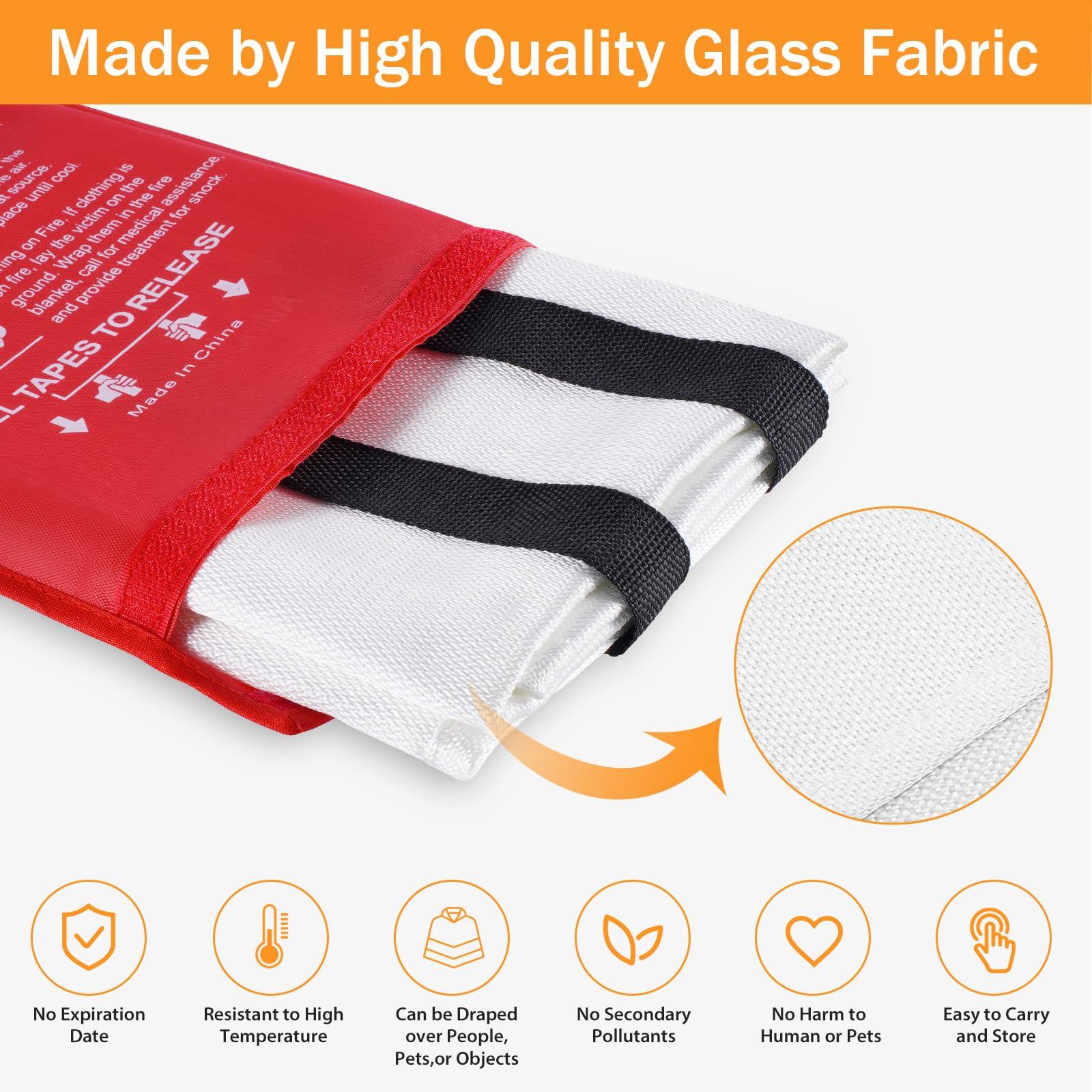 Emergency Fire Blanket for Home Kitchen - KANHIRO Fiberglass Fire Suppression Blanket Great for School, Fireplace, Grill, Car, Office, Warehouse (4 Pack, 39 in X 39 in) - Image 5