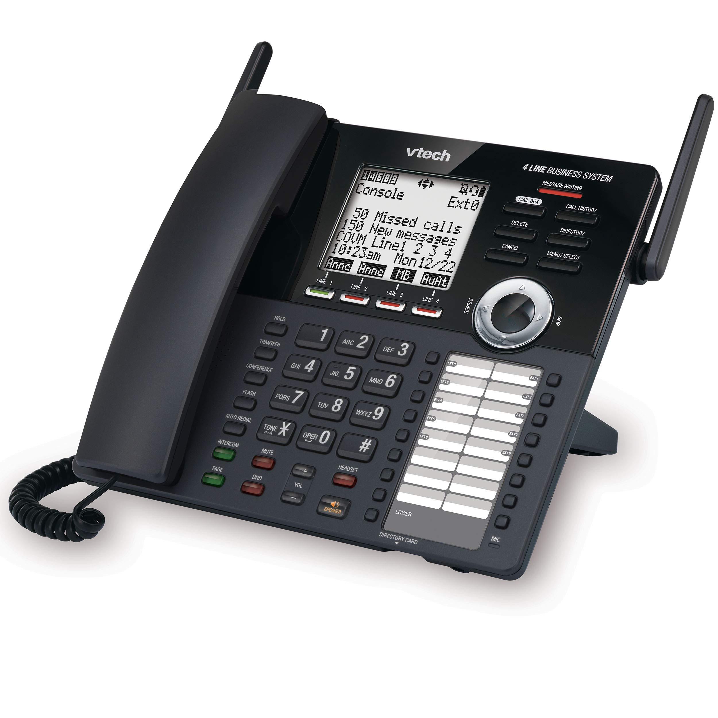 VTech AM18447 Main Console 4-Line Expandable Small Business Office Phone System with Answering Machine, Intercom, Auto Attendant & Music on Hold, Black - Image 3