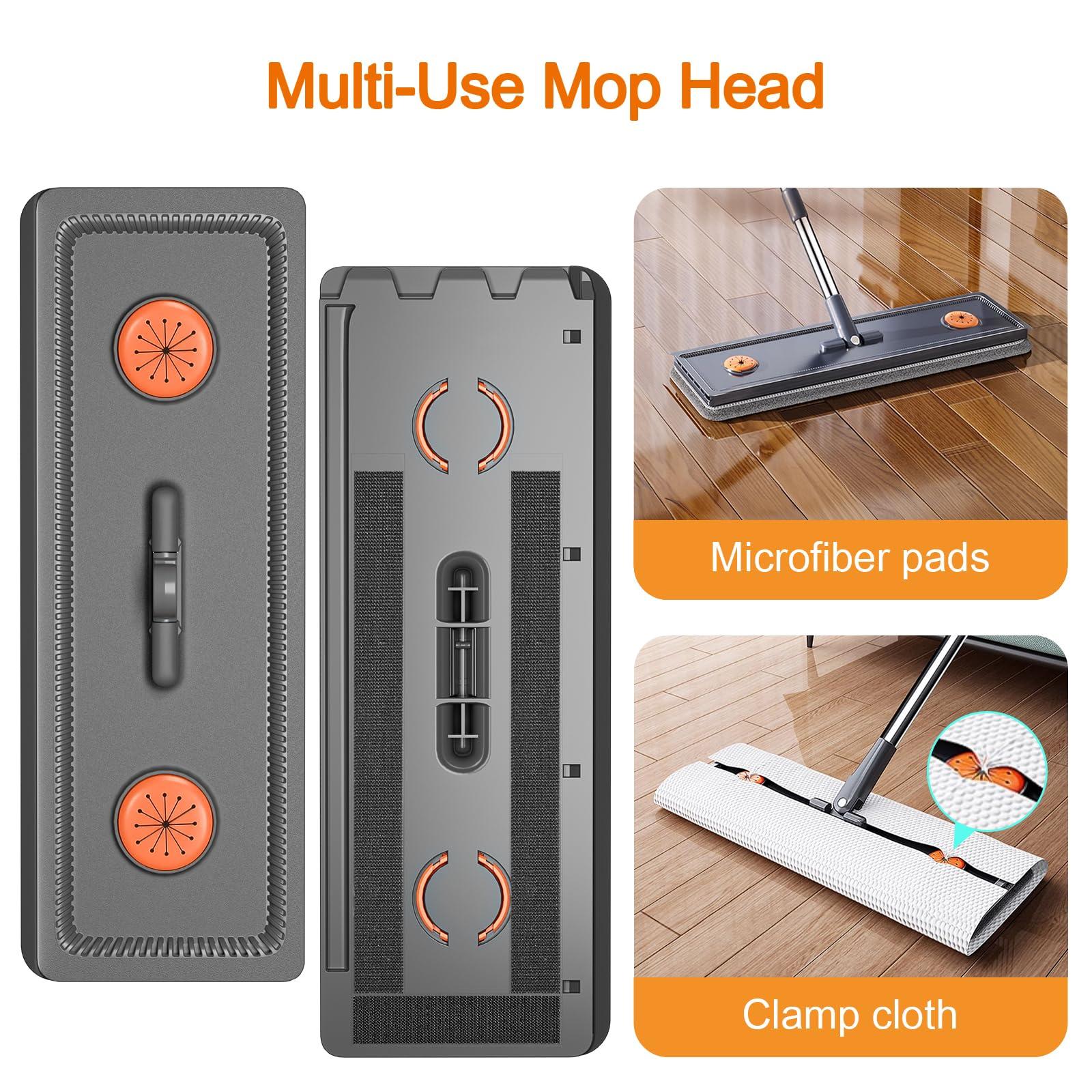 Mop and Bucket with Wringer Set for Home,61" Flat Mop and Bucket System for Floor Cleaning,Wet Dry Mop Window Wall Cleaner with Long Handle,Floor Mop with 4 Washable Microfiber Pads - Image 7
