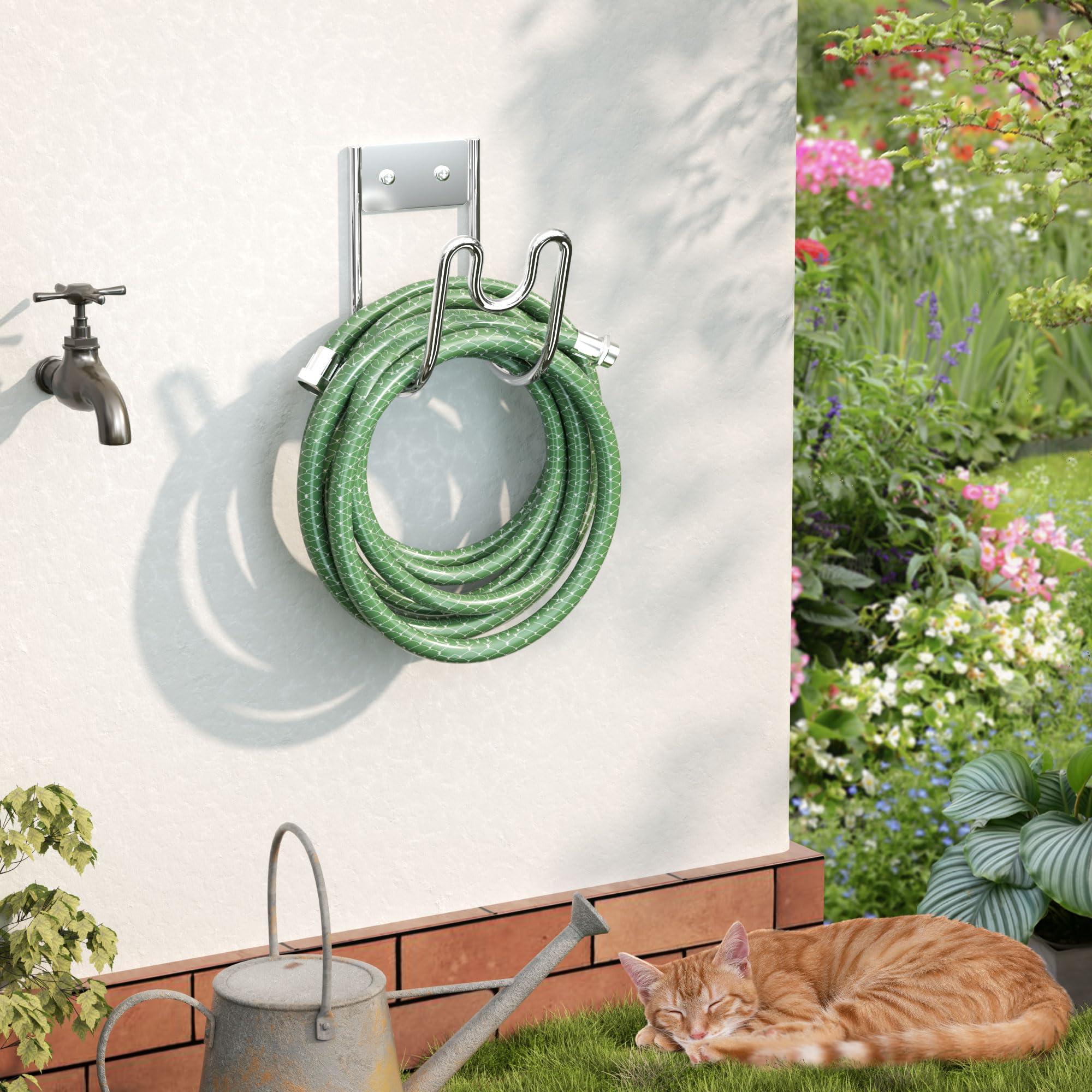 Josmimic Stainless Steel Garden Hose Holder - Silver SS304 Water Hose Holder - Wall Mounted Hose Hanger Heavy Duty for Water Hose Extension Cords Vacuum Hose, Anti-Rust. - Image 7