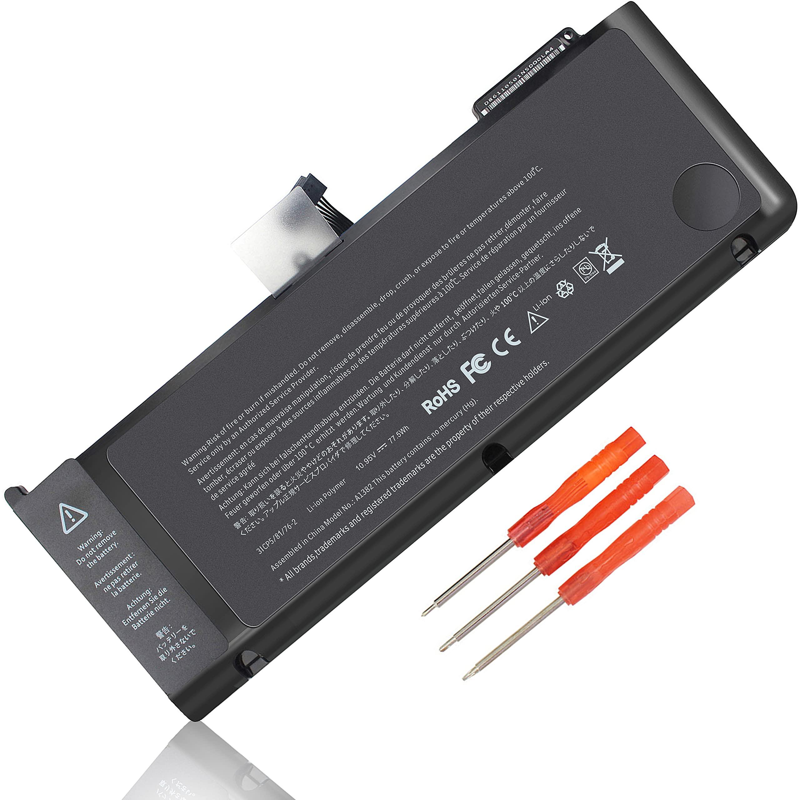 ZAYAUPVL A1382 A1286 Battery for MacBook Pro 15 inch (only for Early 2011 Late 2011 Mid 2012) MC721LL/A MC723LL/A MD035LL/A MD318LL/A MD322LL/A MD103LL/A MD104LL/A - 12 Months Warranty