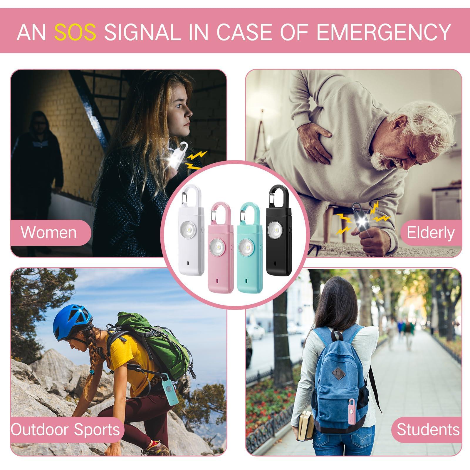 Tellegloww 6 Pcs Rechargeable Personal Safety Alarm for Women 130dB Loud Sound Personal Siren with LED Self Defense Keychain for Women Daughter Seniors Elderly Teen Student - Image 6