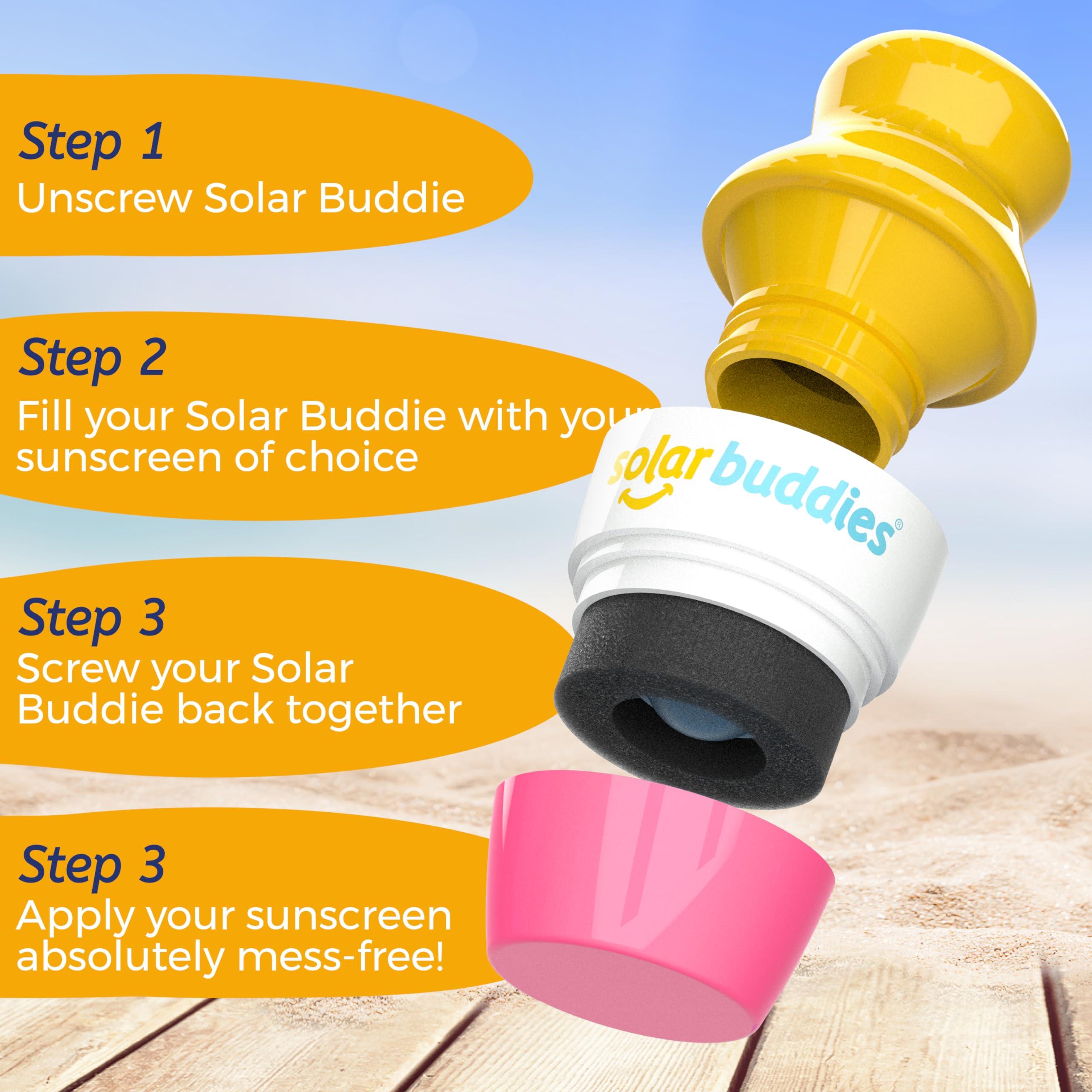 Solar Buddies Sunscreen Applicator - Single Pink - Refillable Roll on Sponge Sunscreen, Suncream & Lotion Applicator For Kids, Adults & Families - Holds 3.4fl oz, Perfect Size for Travel - Image 5
