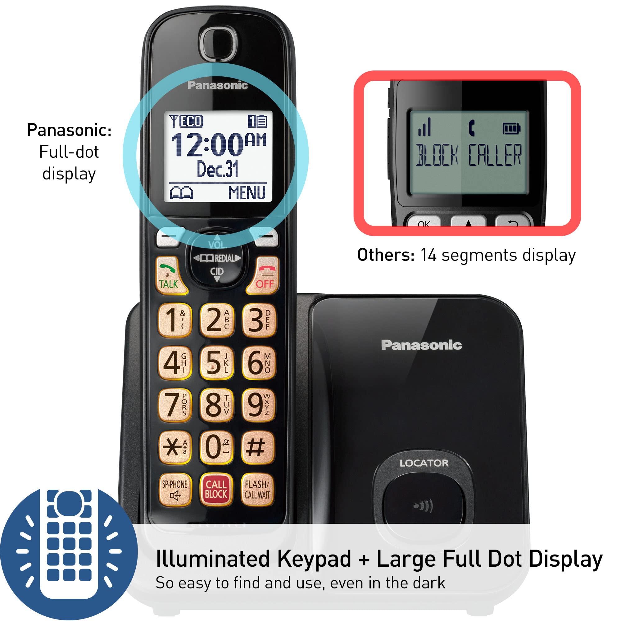 Panasonic Cordless Phone with Advanced Call Block, Bilingual Caller ID and Easy to Read Large High-Contrast Display, Expandable System with 1 Handset - KX-TGD810B (Black) - Image 6