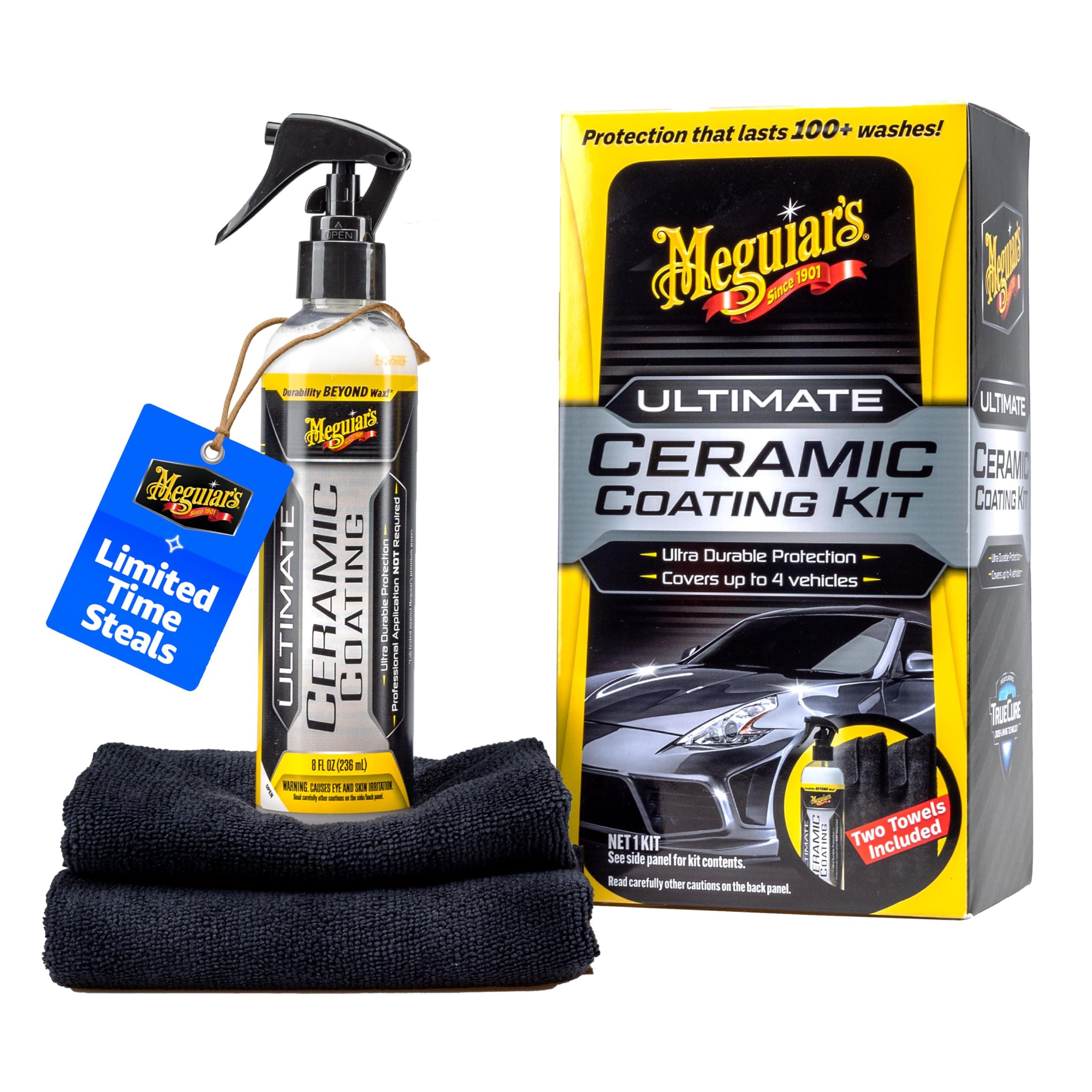 Meguiar's Ultimate Ceramic Coating Kit - Premium Kit for Cars Delivers Ultra-Durable Ceramic Protection with High Water Beading Action, Increased Gloss and Slickness, and Premium Microfiber Towels