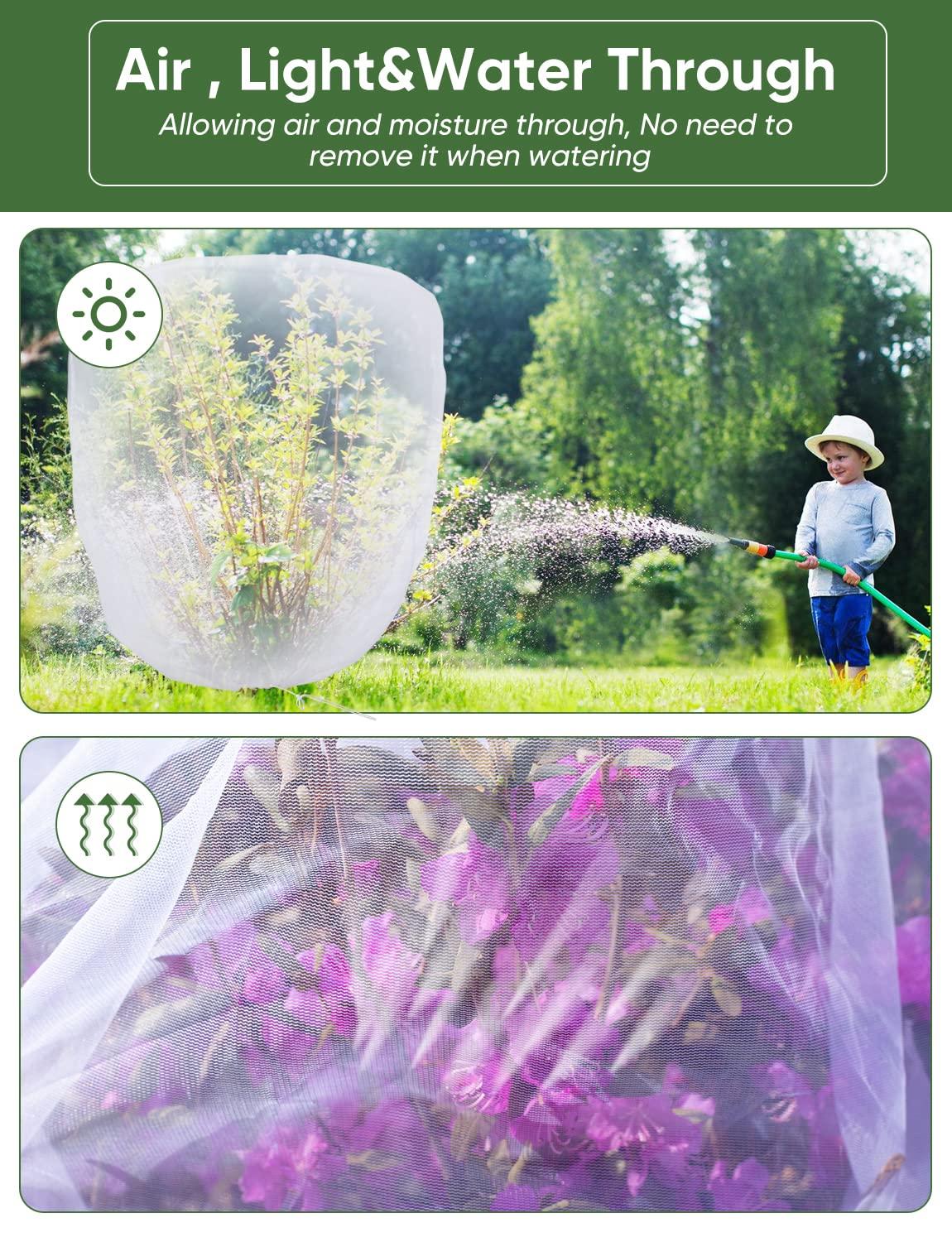 Bird Netting for Garden Protection - 4 Pack Garden Netting Pest Barrier with Drawstring,3.3Ft x 2.7Ft Mosquito Net Tomato Protective Cover Garden Plant Netting for Cicadas Vegetables Blueberry Bushes - Image 5