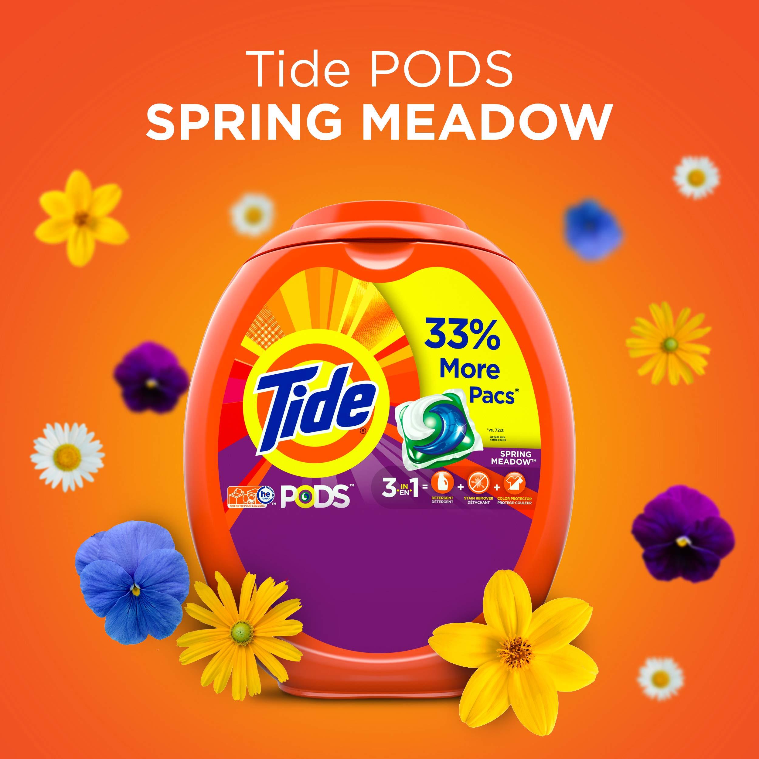 Tide PODS Laundry Detergent Soap PODS, High Efficiency (HE), Spring Meadow Scent, 96 Count - Image 8