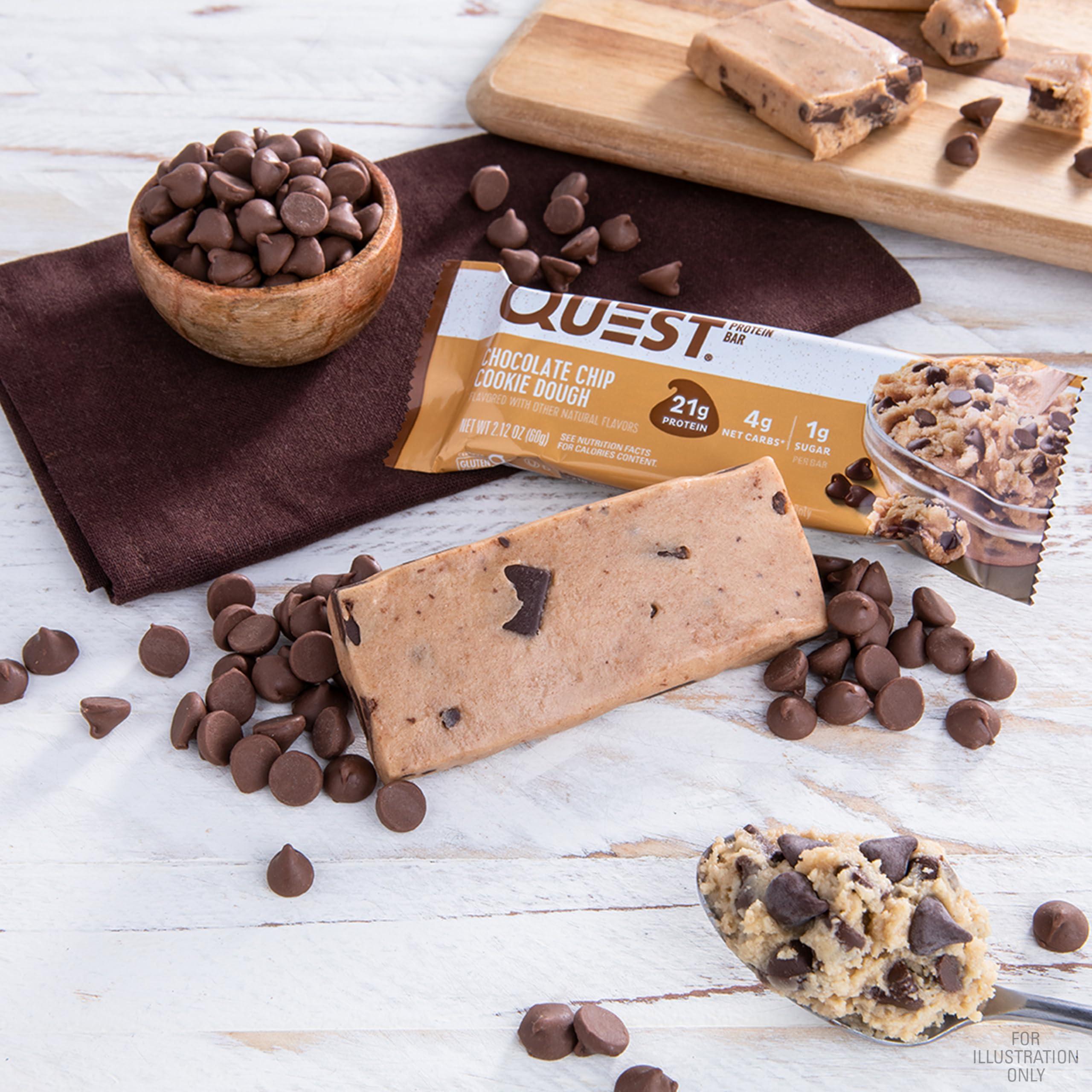 Quest Nutrition Chocolate Chip Dough Cookie Protein Bars, 21g Protein, 1g Sugar, 4g Net Carb, Gluten Free, Keto Friendy, 12 Count - Image 6
