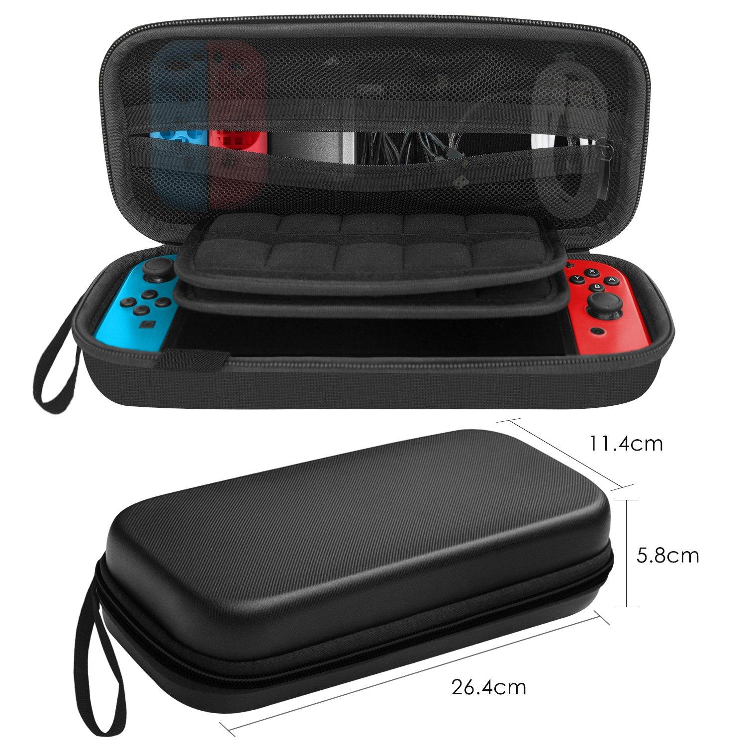 JETech Carrying Case for Switch 2017 Model with 20 Game Cartridge Holders, Black - Image 2