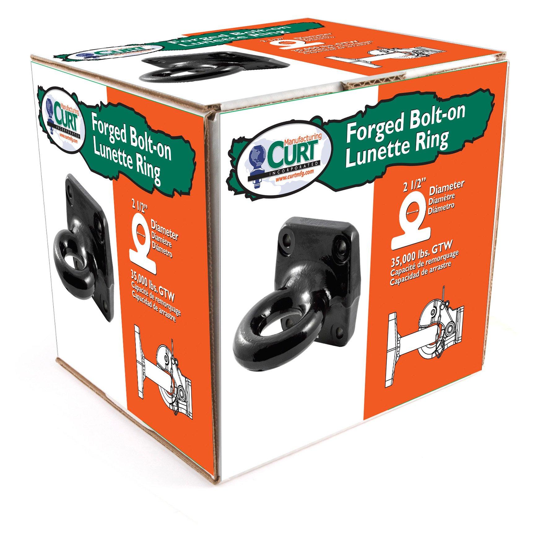 CURT 48550 Black Steel Pintle Hitch Lunette Ring 2-1/2-Inch ID, 35,000 lbs, 4-1/2-Inch Bolt Pattern - Image 9