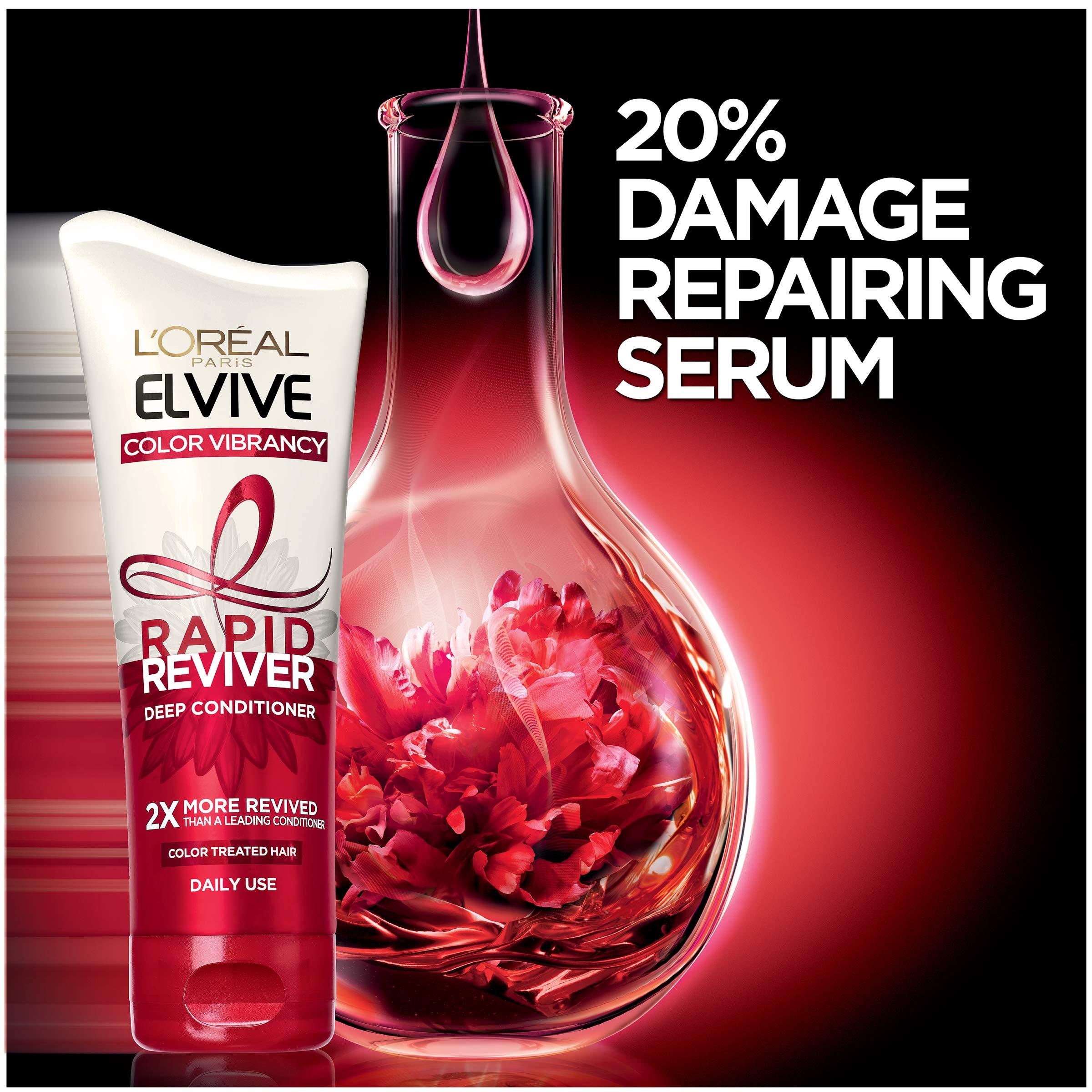 L’Oréal Paris Elvive Color Vibrancy Rapid Reviver Deep Conditioner, Repairs Damaged Color-Treated Hair, No Leave-In Time, with Damage Repairing Serum and Antioxidants, 6 oz. - Image 6