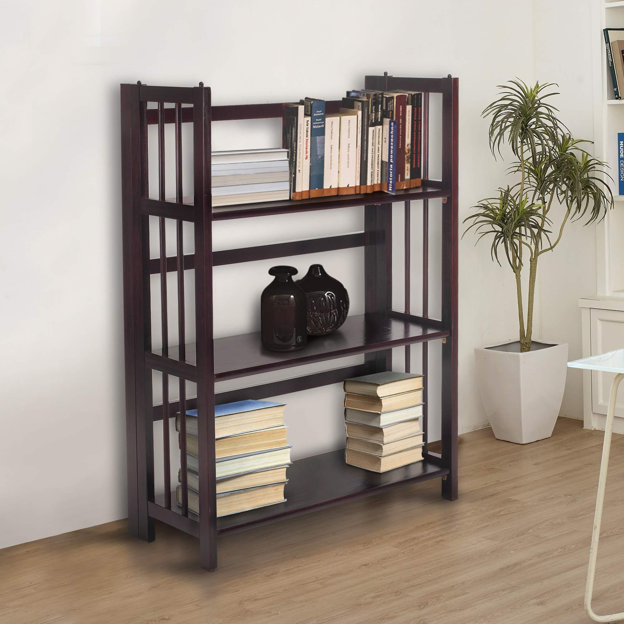 Casual Home 3 Shelf Folding Stackable Bookcase, 27.5" Wide, Espresso - Image 5