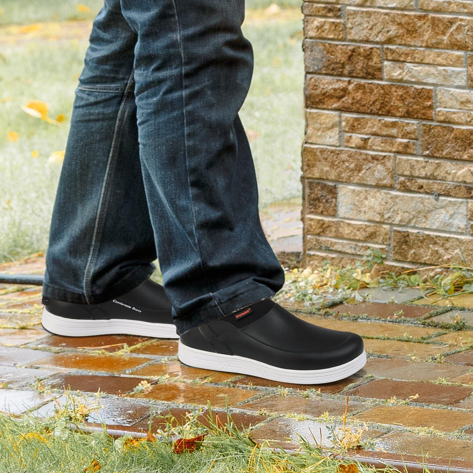 Showave Men's Rain Shoes Non Slip Waterproof Rubber Shoe Oil & Slip Resistant Food Servise Shoes Breathable Comfort Chief Work Shoe for Nurse Kitchen Restaruant Hospital - Image 6