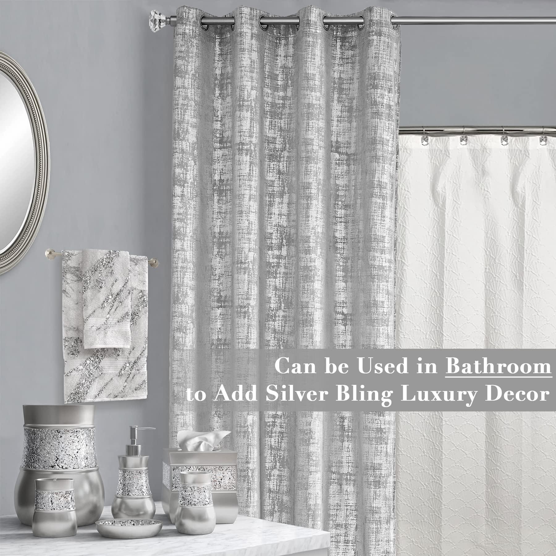 Light Silver Gray Velvet Curtains 96 Inches Long for Living Room 2 Panel Set Shimmer Glitter Shiny Abstract Textured High End Chic Luxurious Fancy Decorative Curtain for Bedroom 52x96 Inch Length - Image 6