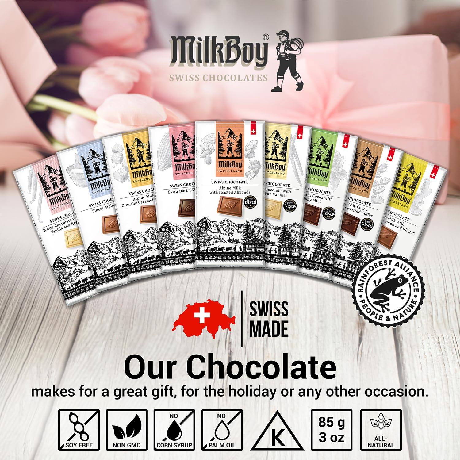 Milkboy Swiss Chocolate Bars - Premium Swiss Alpine Milk Chocolate - Smooth European Milk Chocolates Gift - Sustainably Farmed Cocoa - Gluten Free - 3 oz, Pack 2 - Image 7