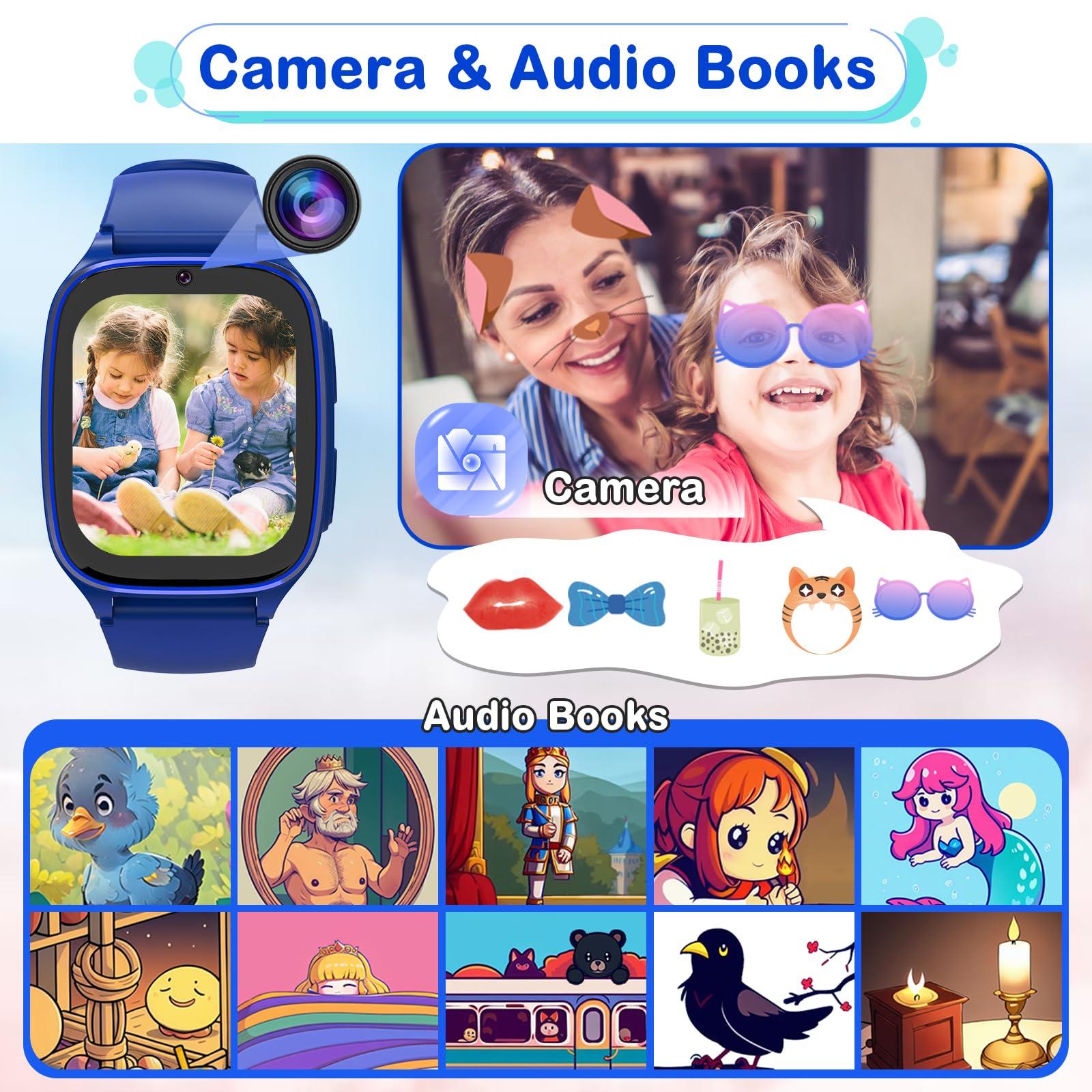 4G Kids Smartwatch Phone - Smart Cell Phone Watch for Boys Girls Ages 4-12 with Call, SOS, Parental Controls, Games, Camera, Alarm, Video, Music Children's Smart Watch (Includes SIM Card) (Navy Blue) - Image 5