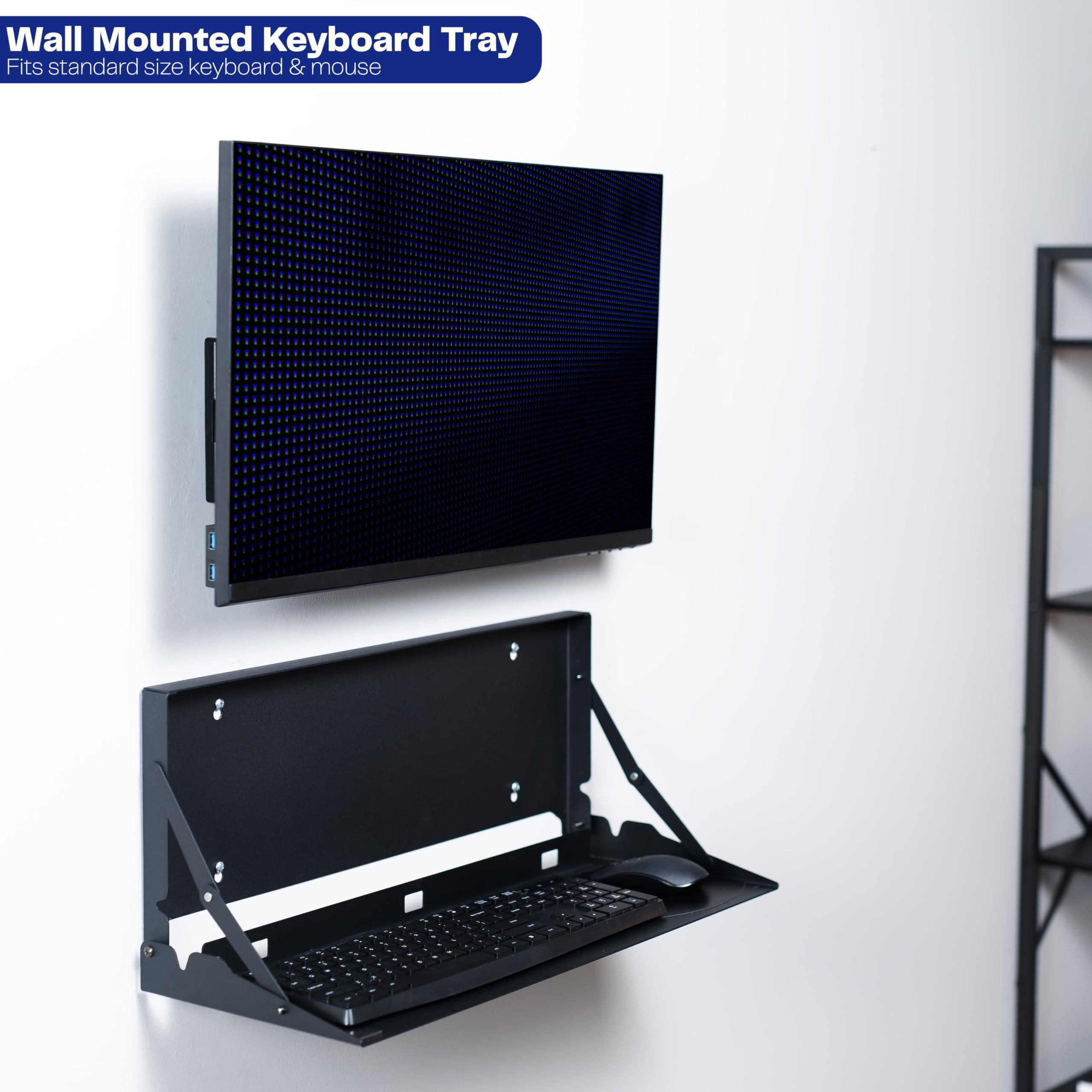VIVO Flip Down 24 Inch Typing Platform Wall Mount, Fits Standard Size Keyboards and Mice, Space Saving Design, Mouse Pad Included, Black, Mount-FDKB1 - Image 2