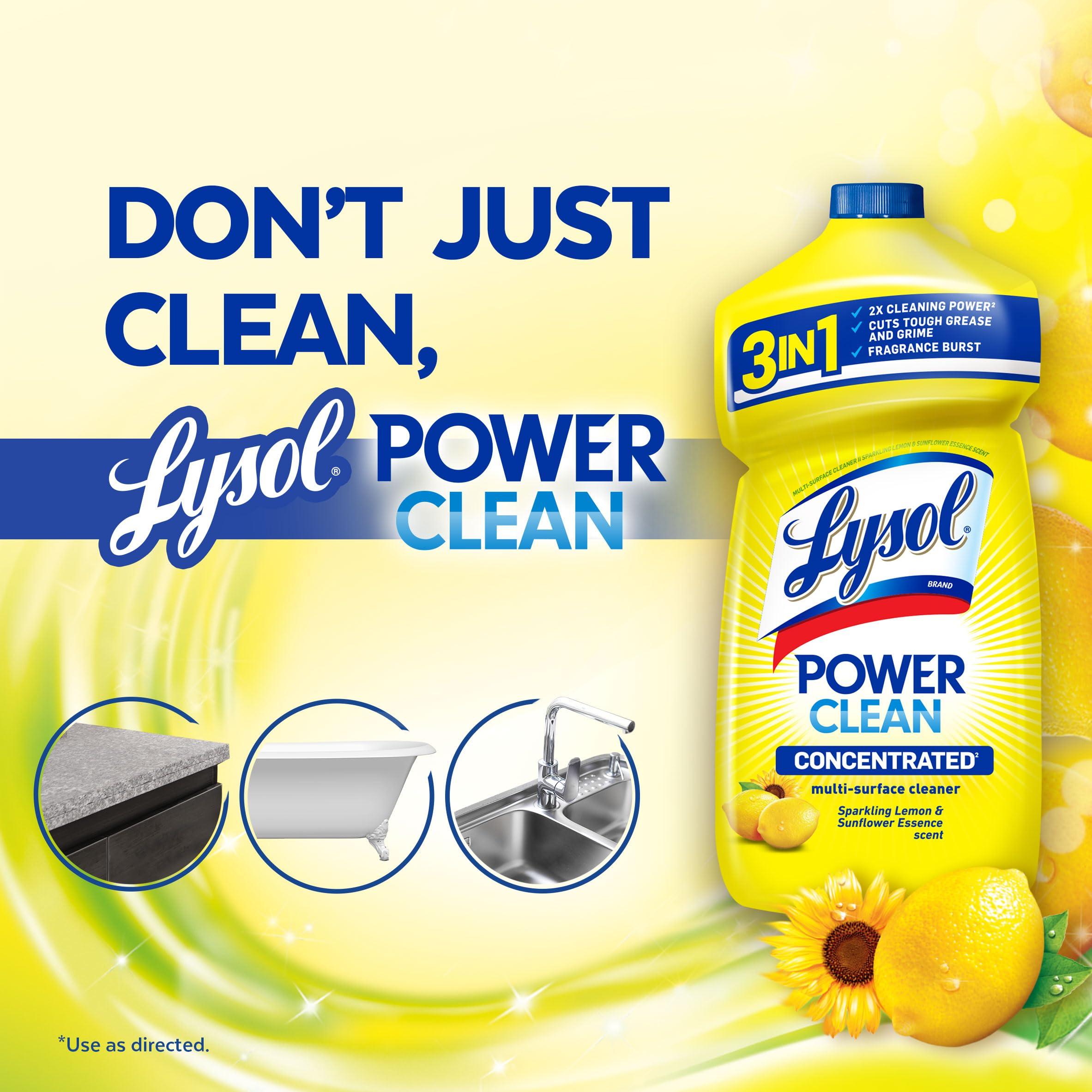 Lysol Power Clean Multi-Surface Cleaner, 2x Concentrated Pour, Sparkling Lemon & Sunflower Essence scent, 28 Fl Oz - Image 6