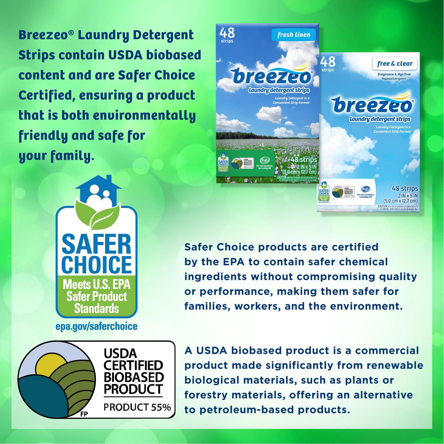 Breezeo Laundry Detergent Strips (48 strips) – Free & Clear - More Convenient than Pods, Pacs, Liquids or Powders – Great for Home, Dorm, Travel, Camping & Hand-Washing - Image 5