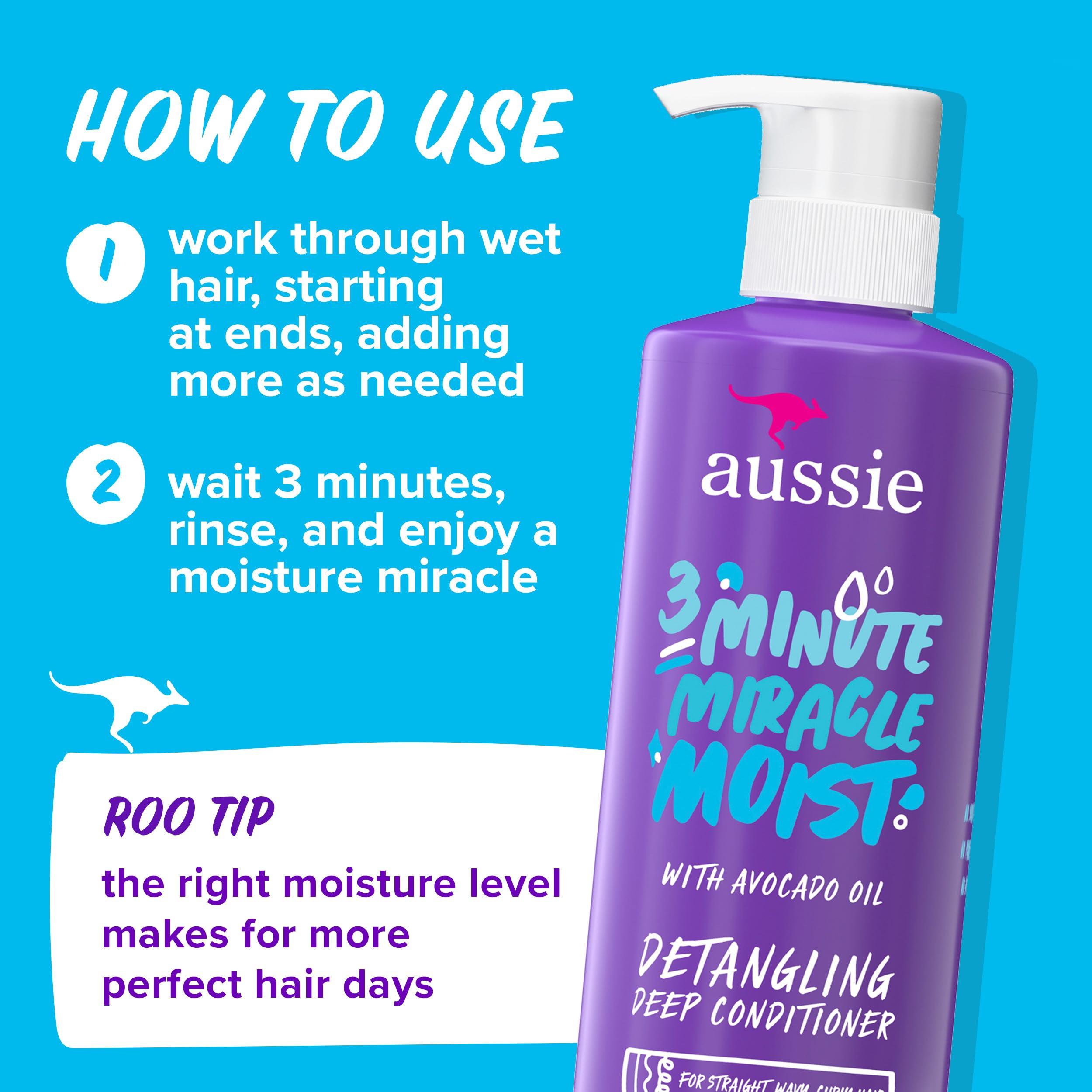 Aussie Miracle Moist Shampoo and Conditioner with 3 Minute Miracle Deep Conditioner, Avocado & Jojoba Oil, Paraben-Free, Moisturizes & Detangles, All Hair Types, Citrus Floral Scent, 3 Pack 68.4 Fl Oz - Image 5