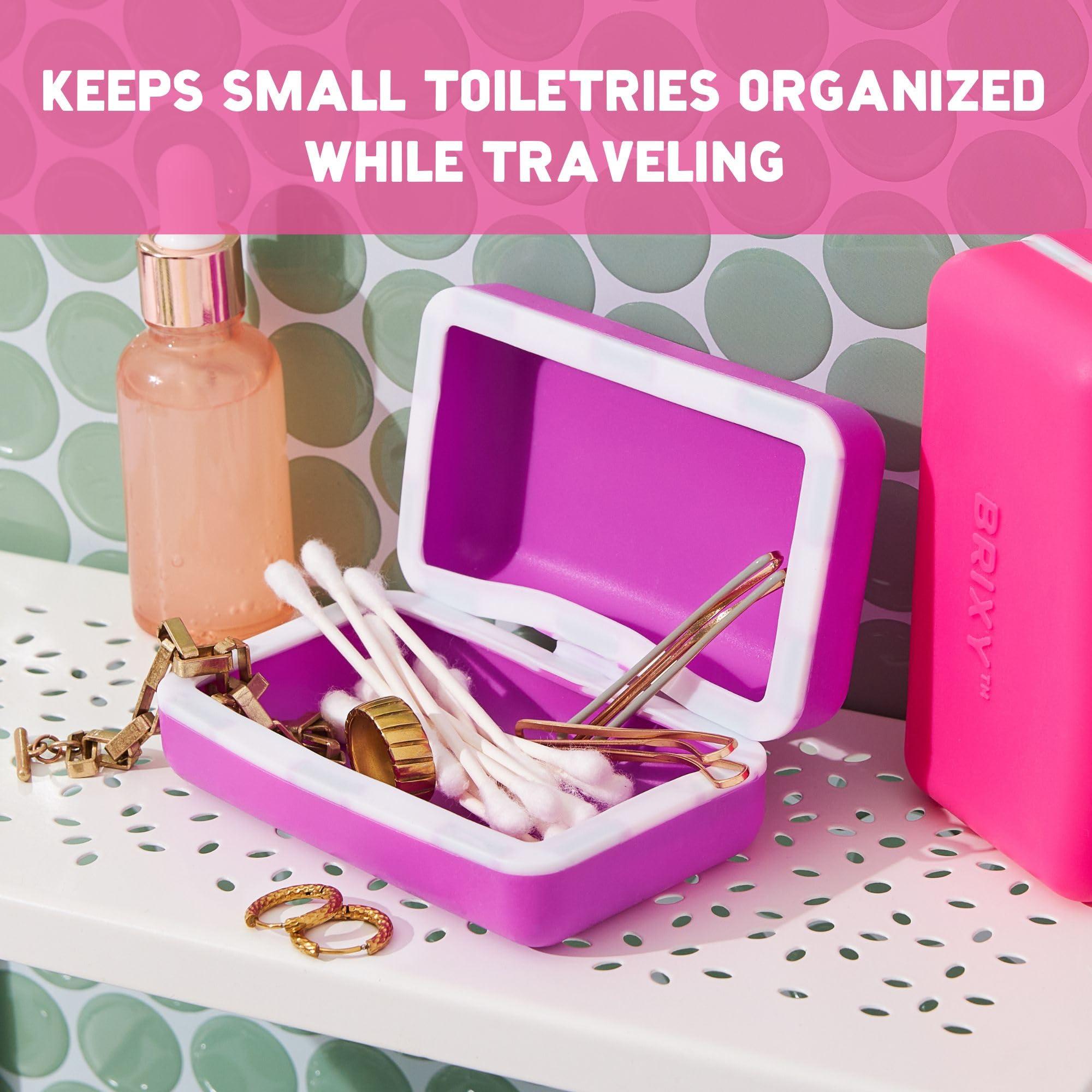 BRIXY Beauty Bar Travel Case Set – 3 Pack Soap Bar Travel Containers, Leakproof Portable Soap Holder, Durable Silicone, Magnetic Seal, TSA Friendly (Pink, Purple, Green) - Image 5