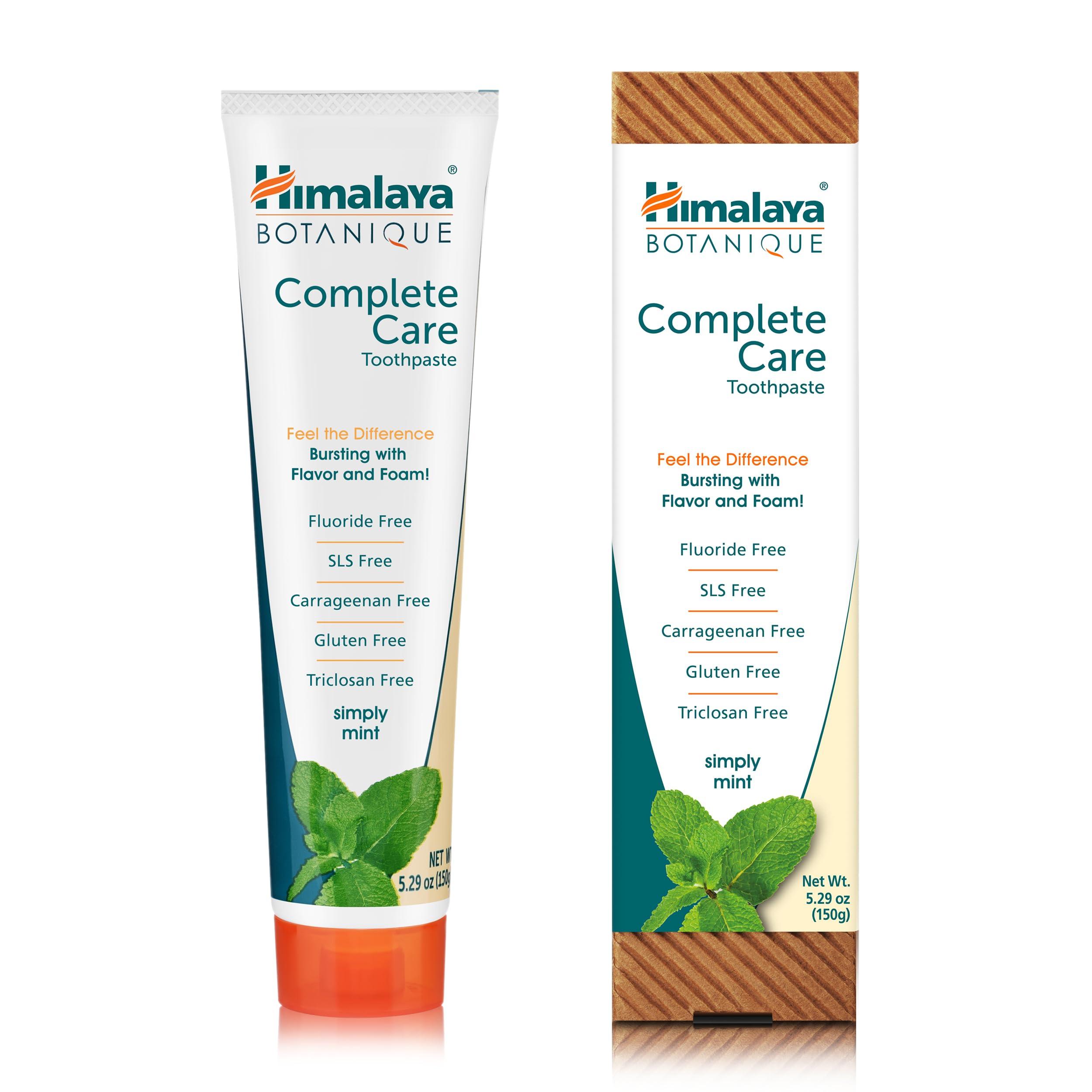 Himalaya Botanique Complete Care Toothpaste with Xylitol and Neem, Mint Flavor - Fluoride Free Toothpaste for Clean Teeth & Fresh Breath - Vegan, Gluten Free, No Artificial Flavors, 5.29 oz