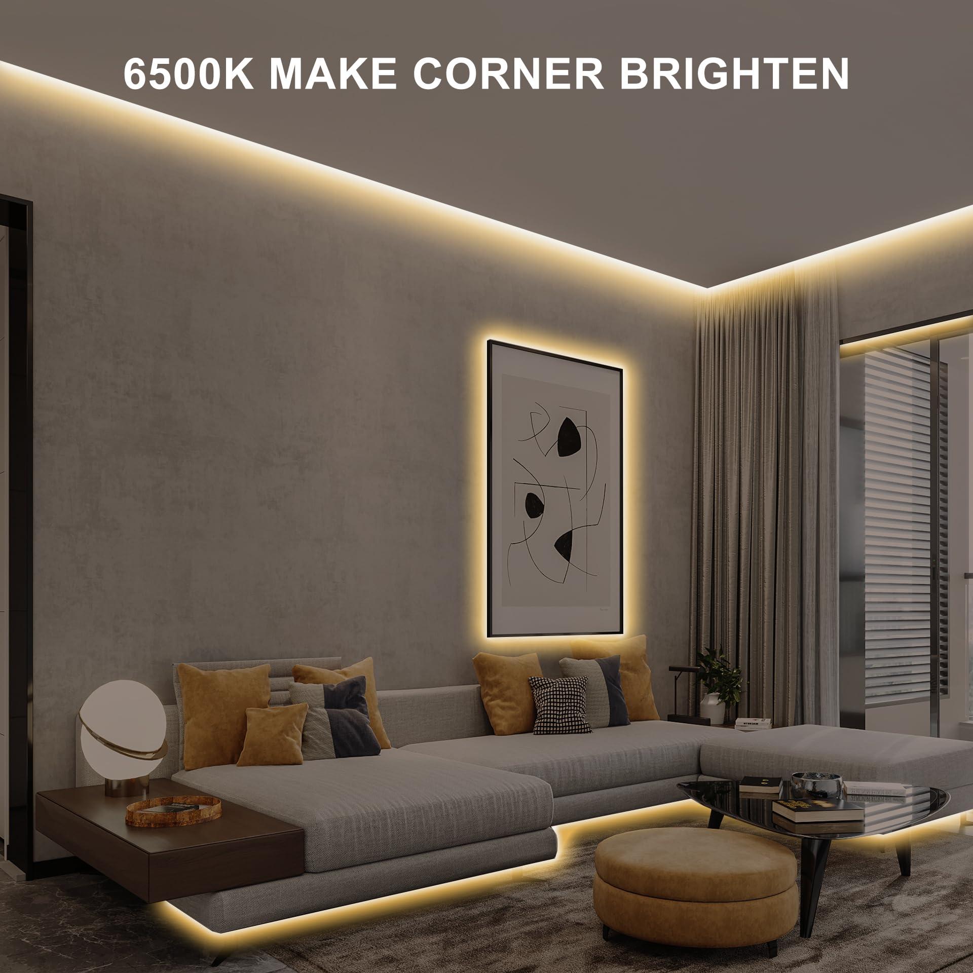 Olaholii 32.8ft COB Led Strip Light with Remote, 2700K Dimmable Bright Warm White Led COB Strip Light, White Led Strip Light for Mirror, Stair, Cabinet, Room - Image 2