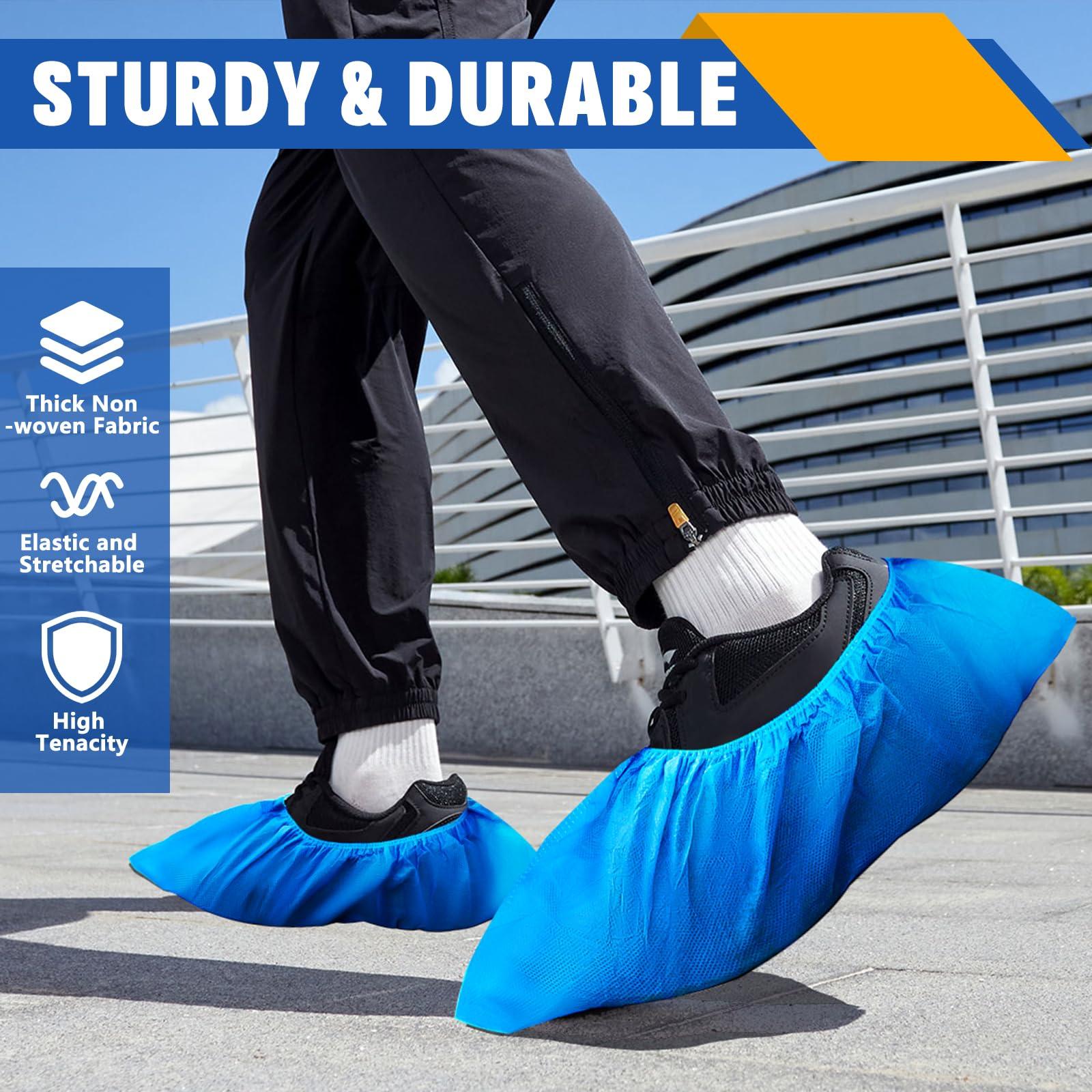 300 Pack(150 Pairs) Shoe Covers Disposable, Non-woven Fabric Shoes Covers for Indoor, Blue Durable & Reusable Disposable Boot & Shoe Covers, Larger Size Fits Various Shoes - Image 4