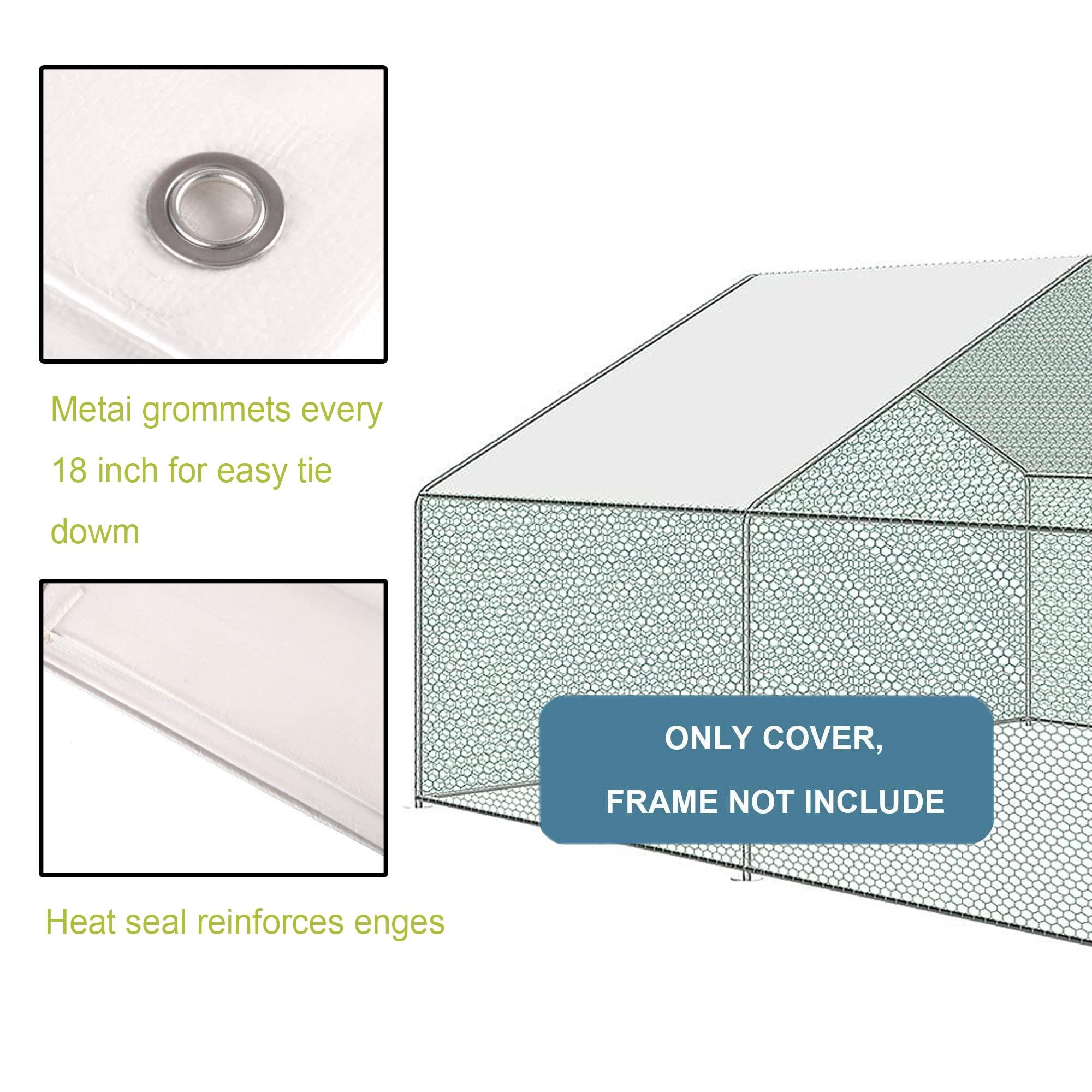 Outdoor Metal Chicken Coop Cover with 44 pcs Ball bungees Cords, for Large Walk-in Chicken Run Pen, Waterproof Cover, Fence Chicken Cages Cover, 11.38’Lx6.33’W (Only Cover,Frame not Include) 2 Pack. - Image 8