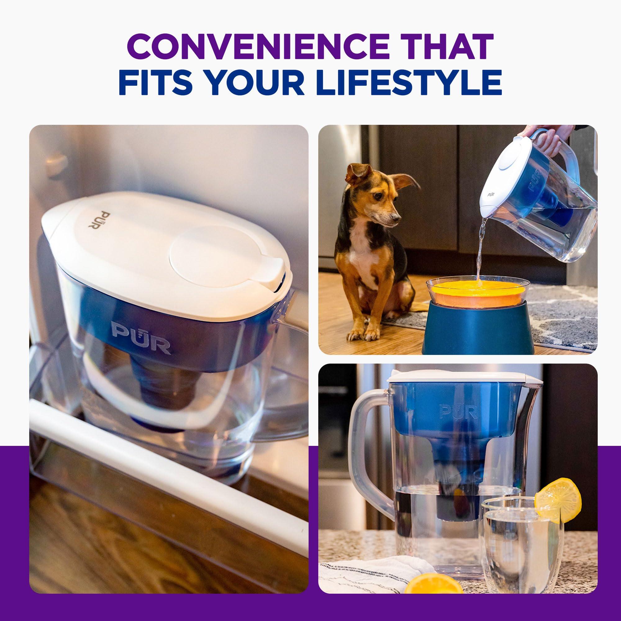 PUR 7-Cup Water Pitcher, 1 Genuine Filter, Cleaner, Great-tasting Water, Dishwasher Safe, Powerful, Faster Filtration, LockFit Cap Design - White - Image 6