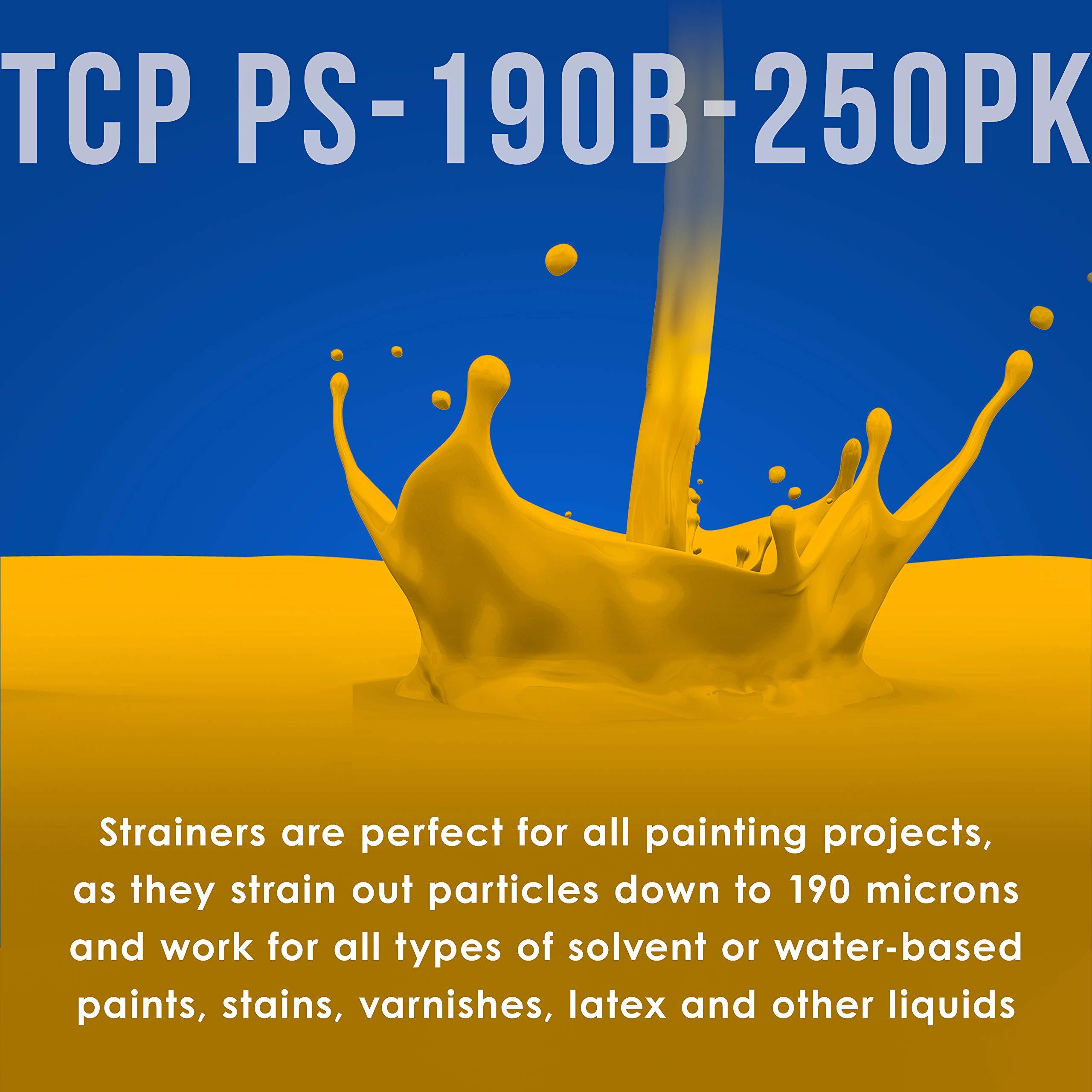 TCP Global 250 Pack of Paint Strainers with Fine 190 Micron Filter Tips - Premium "Pure Blue" Ultra-Flow Blue Nylon Mesh - Cone Paint Filter Screen - Image 3
