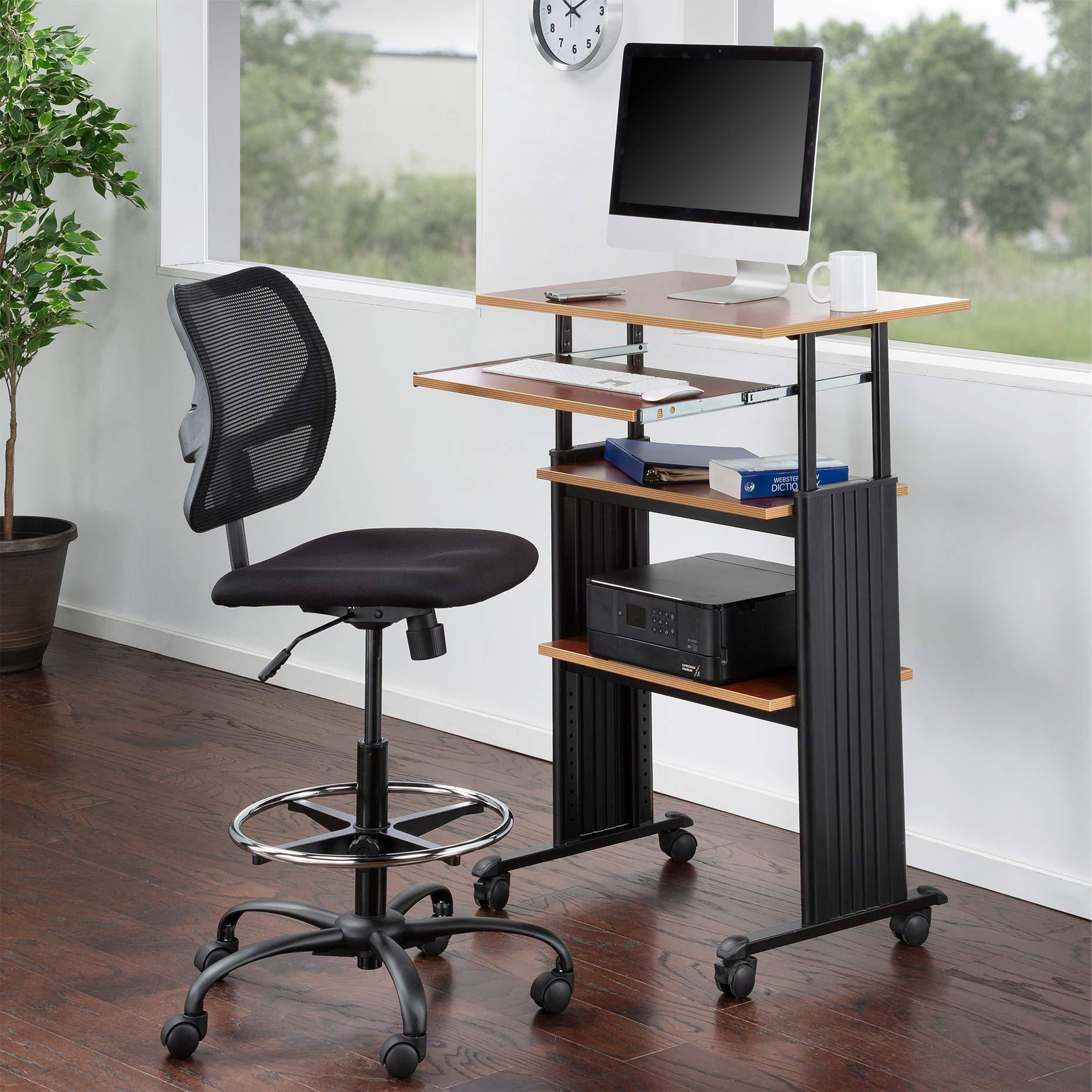 Safco 1929CY MUV Mobile Stand-Up Height-Adjustable Desk,Keyboard Storage, Steel Frame Construction, Durable Melamine Laminate Work Surface, 4 Wheels, Narrow Design - Image 6