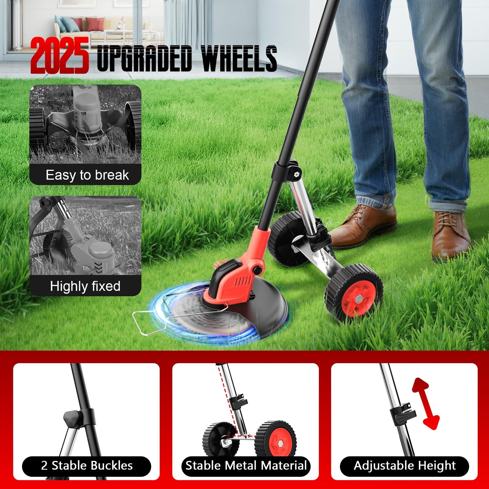 20000 RPM Electric Weed Wacker with Wheel,12″ Brushless Cordless Weed Eater Battery Powered, 4-in-1 Brush Cutter/String Trimmer/Grass Trimmer/Lawn Mower,Edger Stringless Weed Trimmer,5 Blade,2 Battery - Image 8